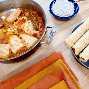 SOUTH SUDAN: Fish Stew (Kajaik), Gurasa Flatbread, and Feta Yogurt Dip (Mish)
