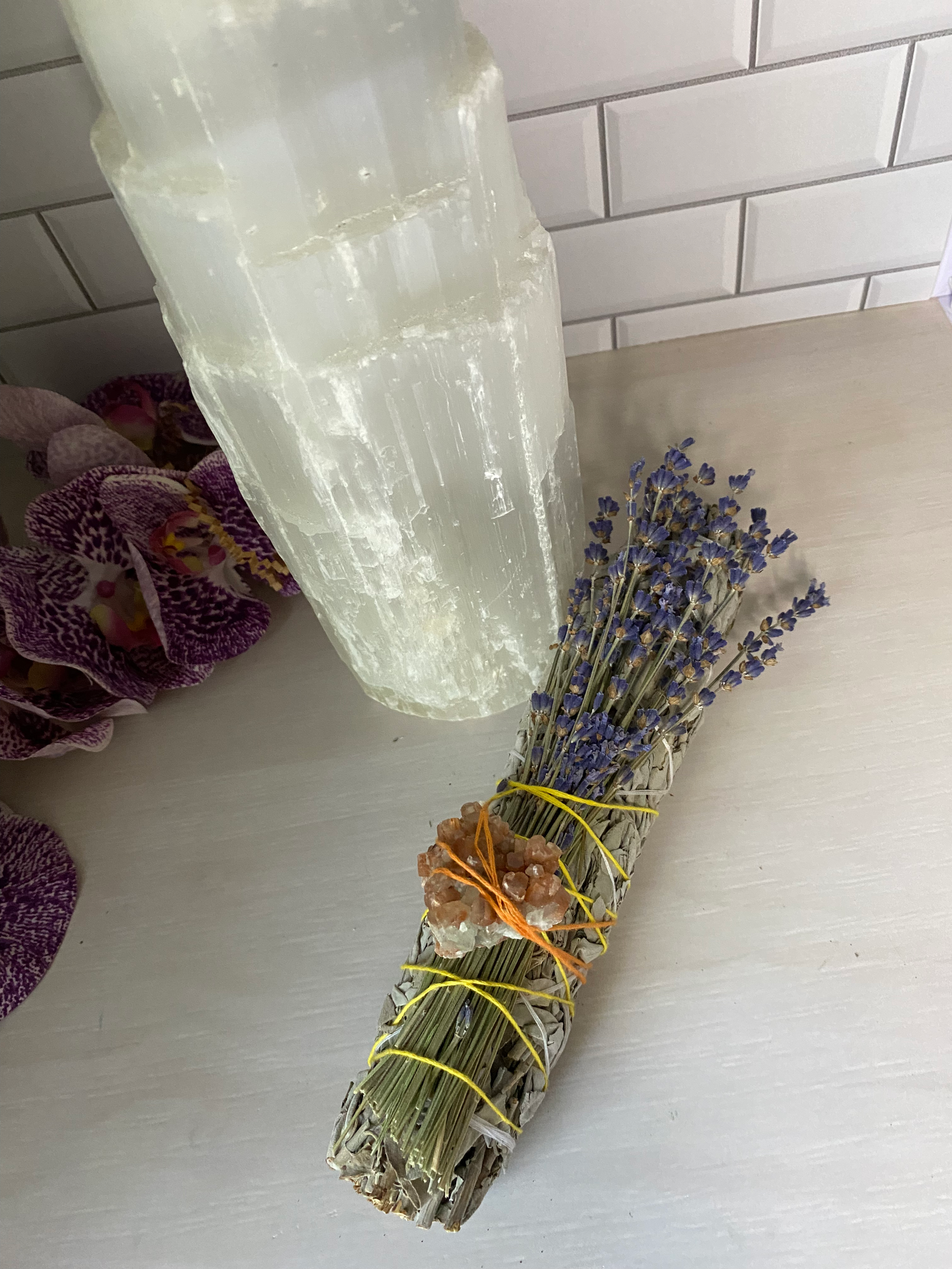 White Sage, lavender and Aragonite Star
