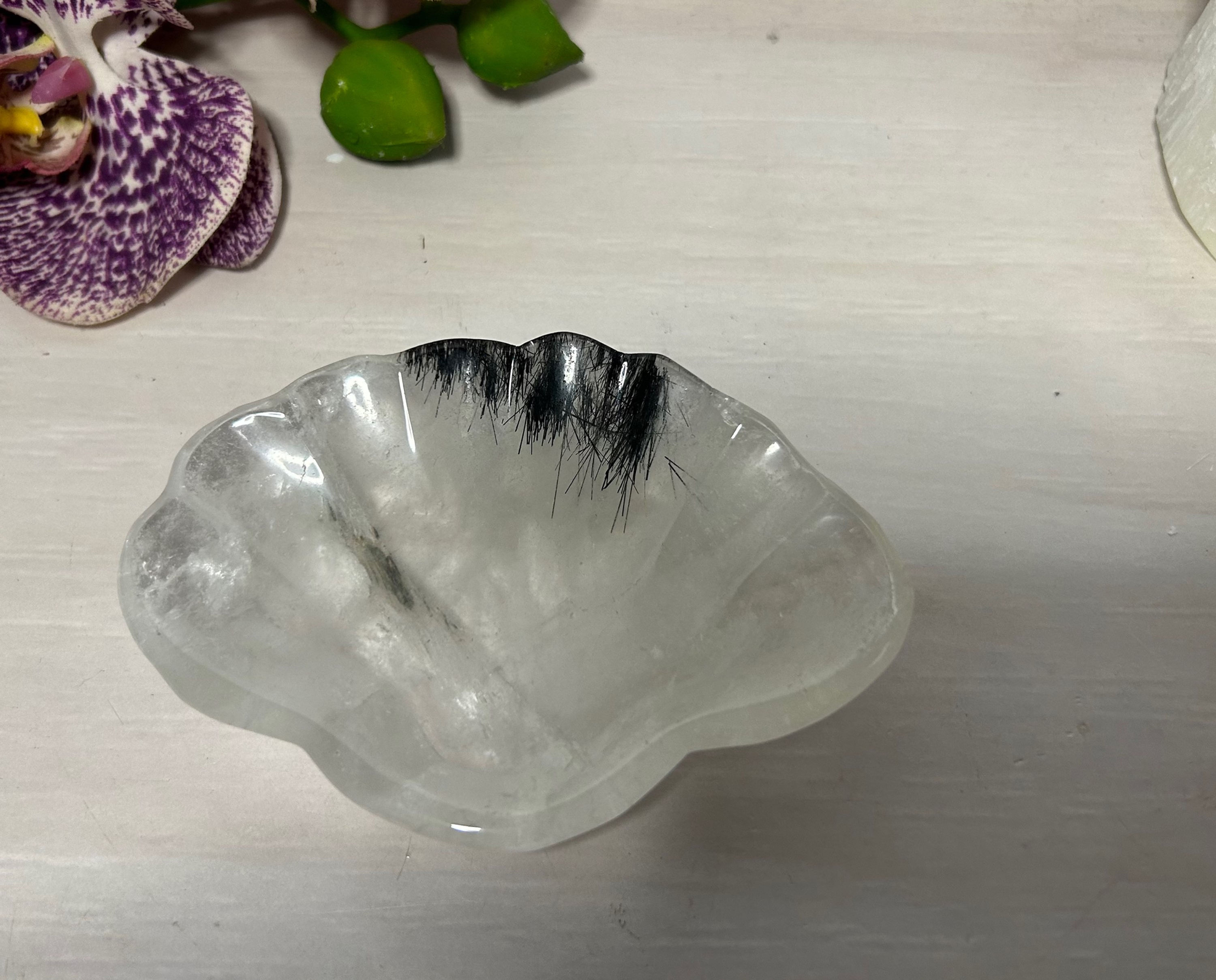 tourmalinated Quartz shell bowl
