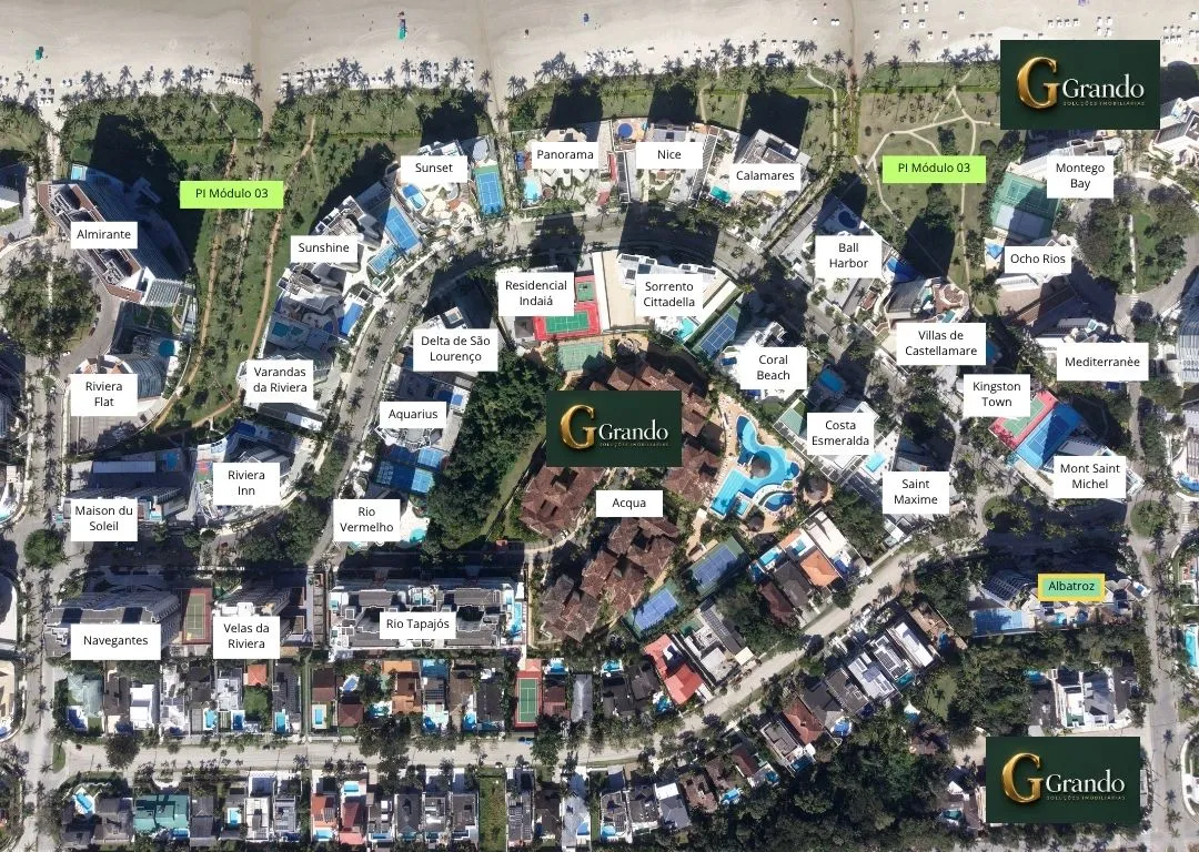 Mapa do Módulo 03 da Riviera de São Lourenço com o Edifício Albatroz em destaque