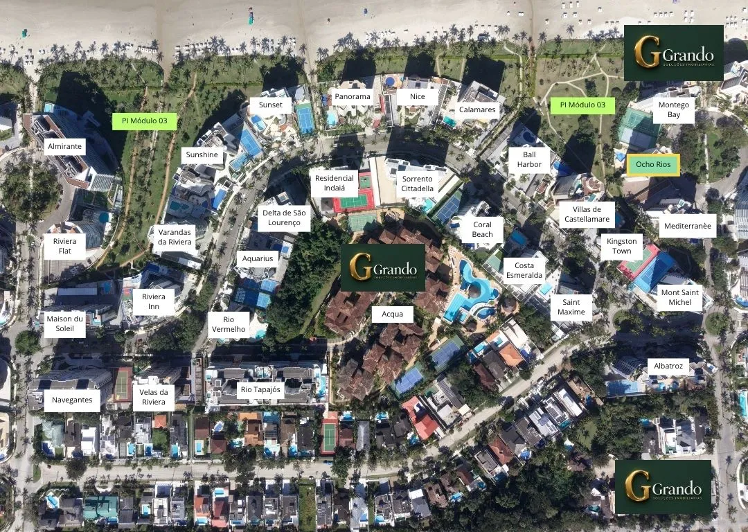 Mapa do Módulo 03 da Riviera de São Lourenço com o Edifício Ocho Rios em destaque