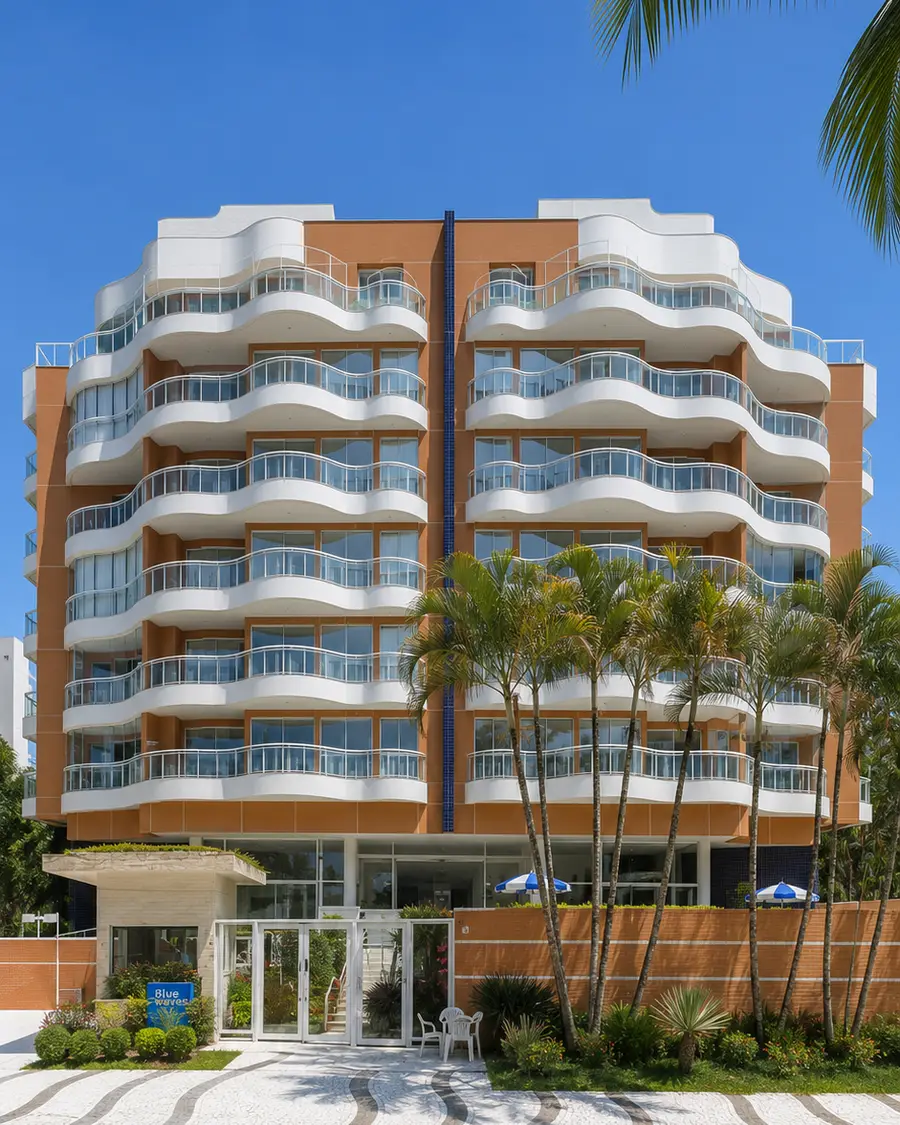 Fachada do Edifício Blue Waves, Módulo 07, Riviera de São Lourenço, Bertioga