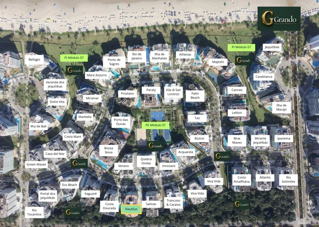 Mapa do Módulo 07 da Riviera de São Lourenço com o Edifício Nautilus em destaque