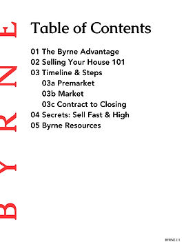 Byrne Seller Guide - Table of Contents