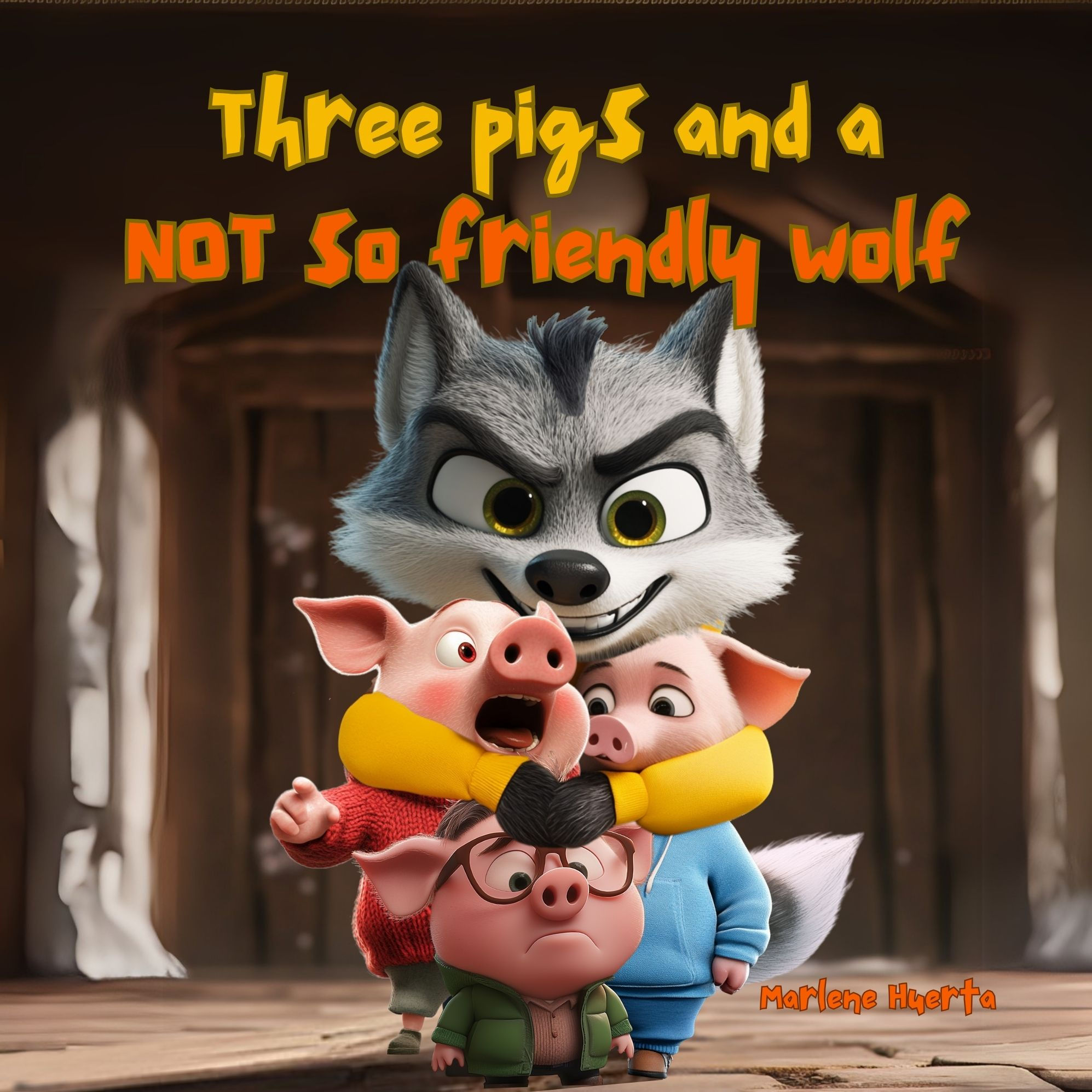 Three pigs and a not so friendly wolf 