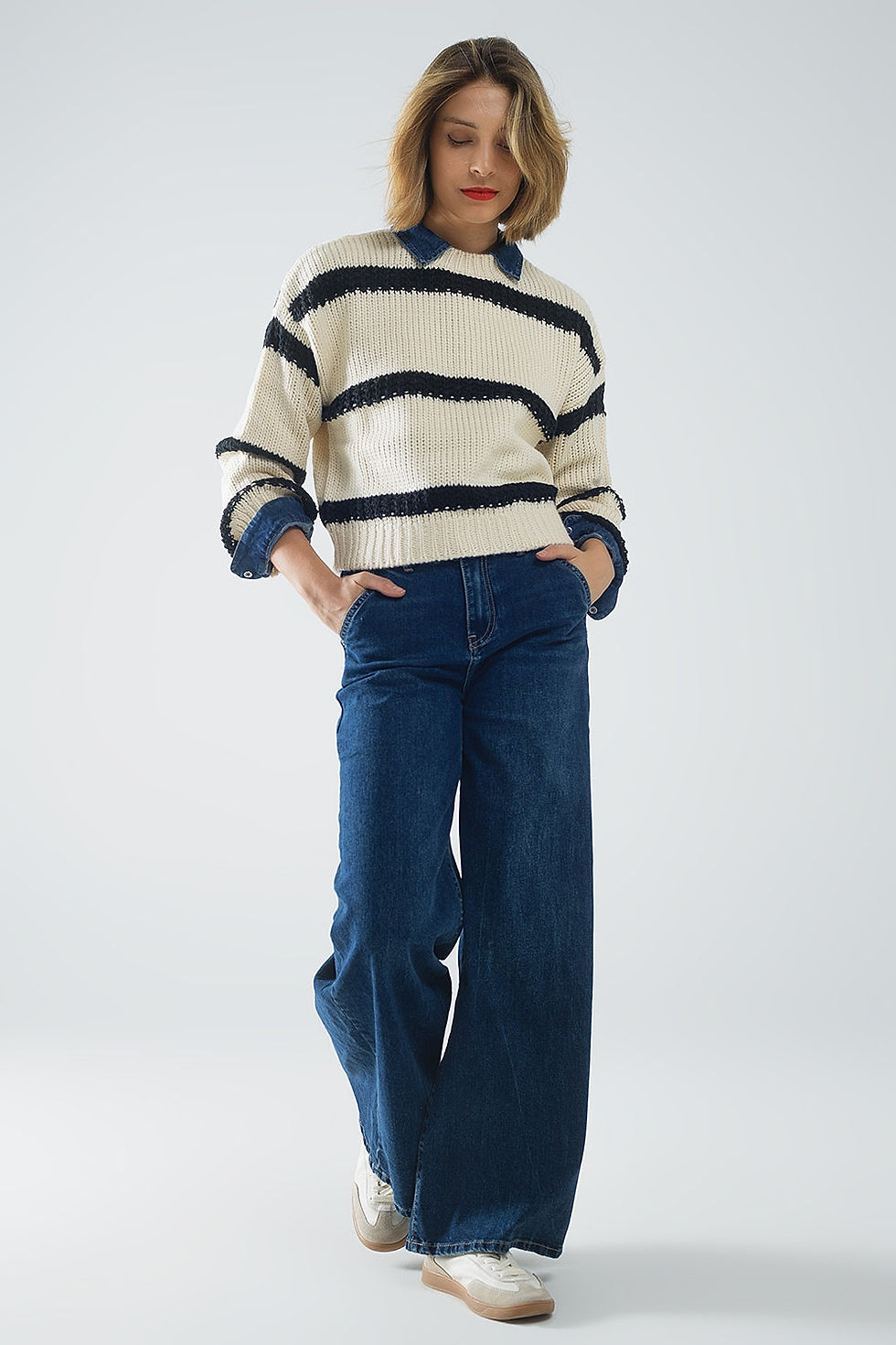 Miniatura: Super Wide Leg Jeans in Mid-Wash