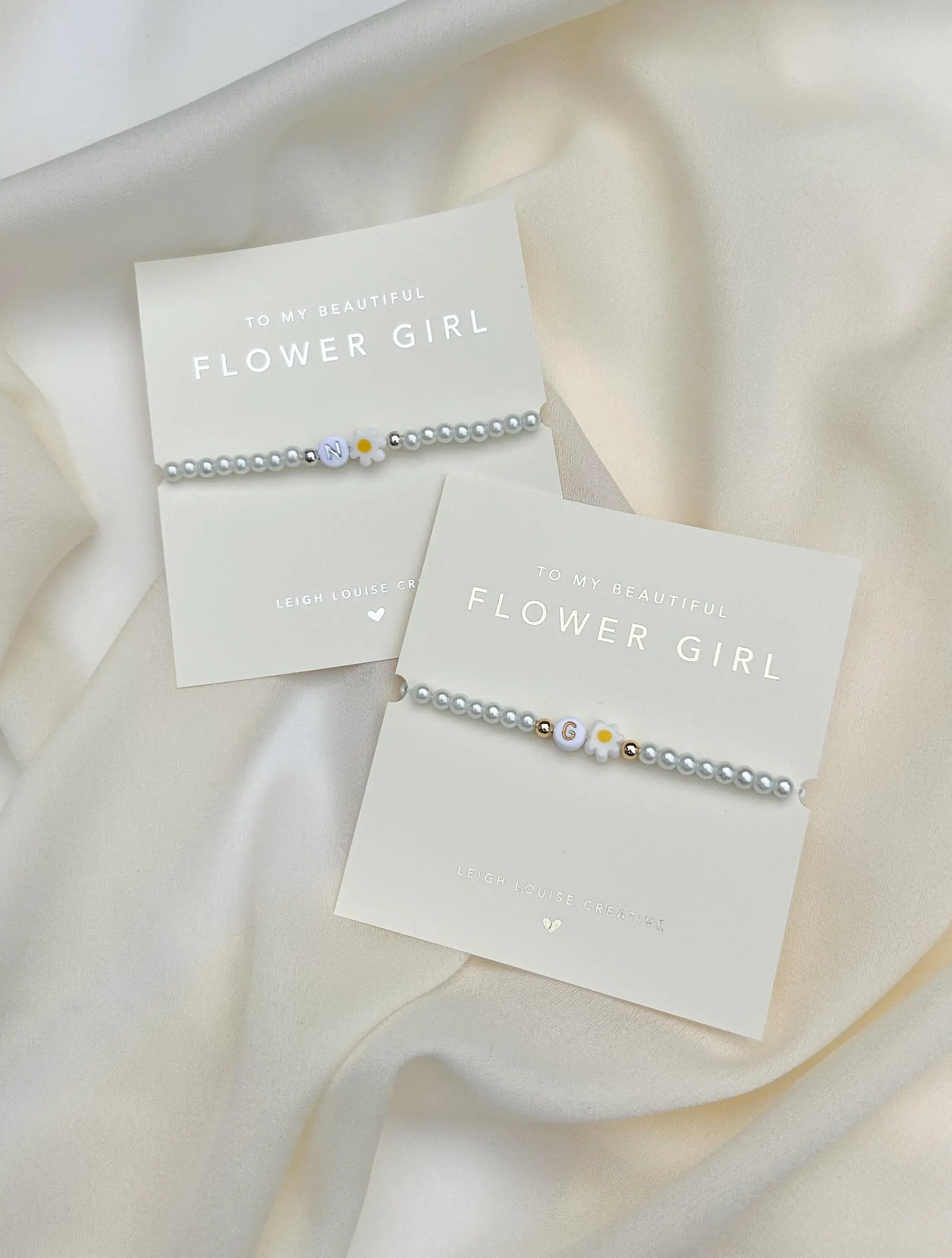 Beaded Flower Girl and Bridesmaid proposal box filler with Letter