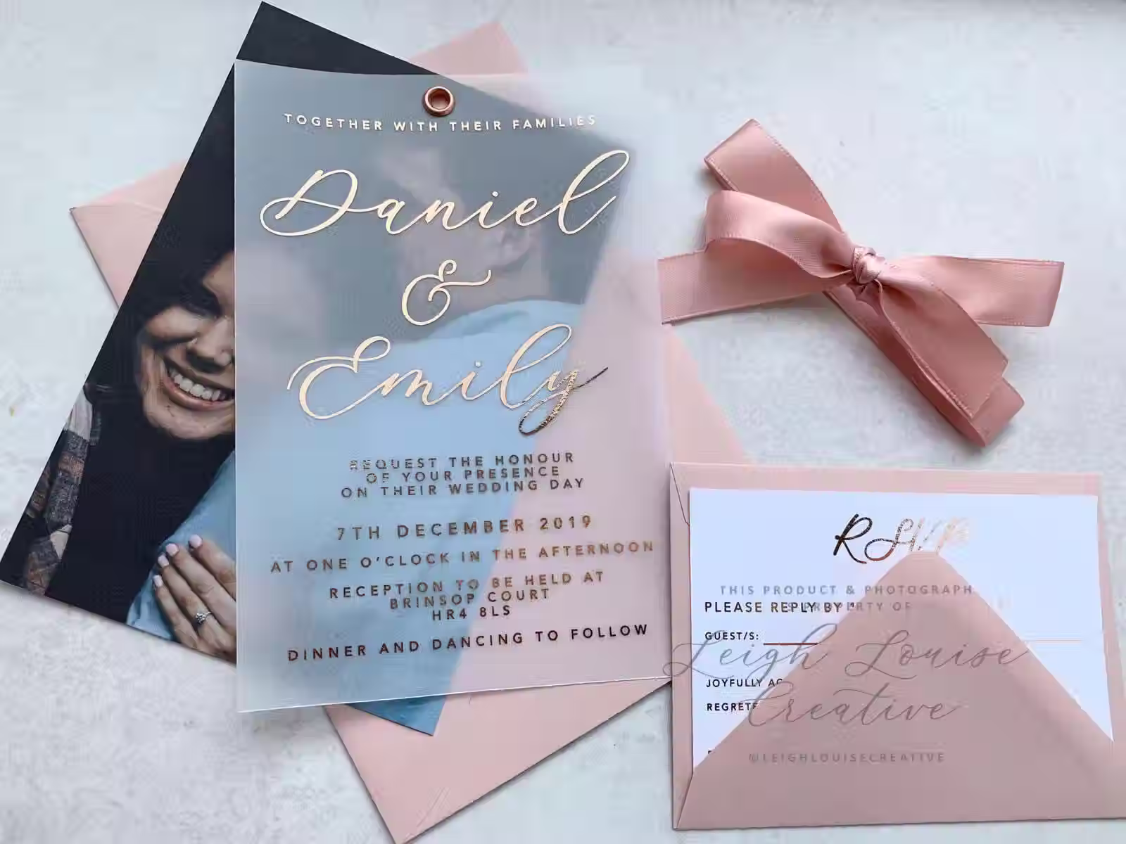 Photo & Vellum Foiled invitation Set