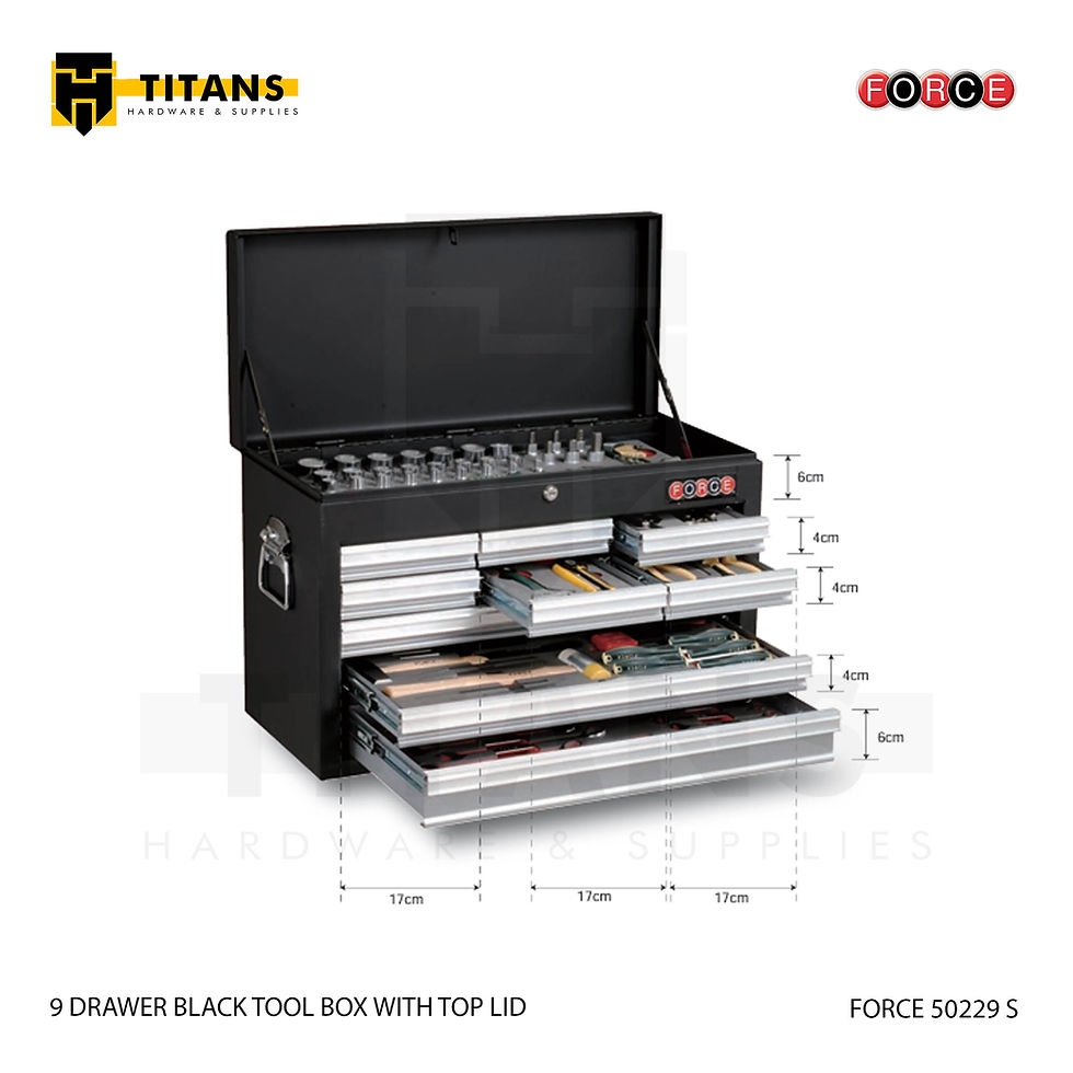 Thumbnail: (FORCE 50229 S) 9 Drawer Black/Red Tool Box with Top Lid, Empty