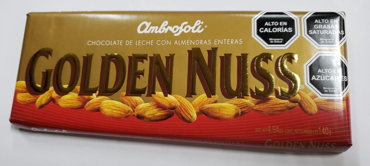 Golden Nuss chocolate con almendras Ambrosoli | confiteriasfiesta.cl