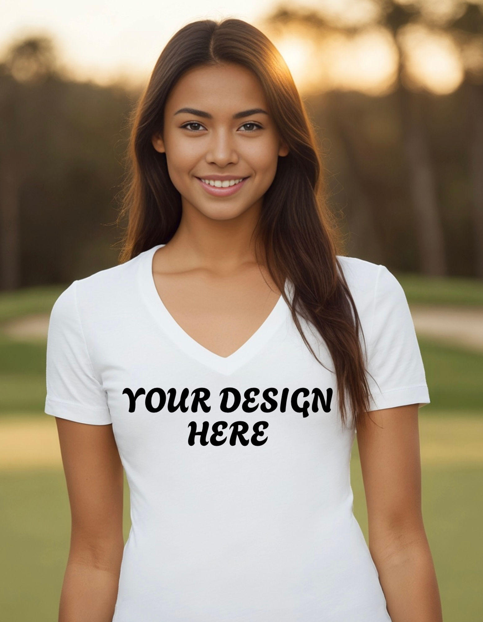 Customize Your Own Design V-Neck T-Shirt (Front Only Design)