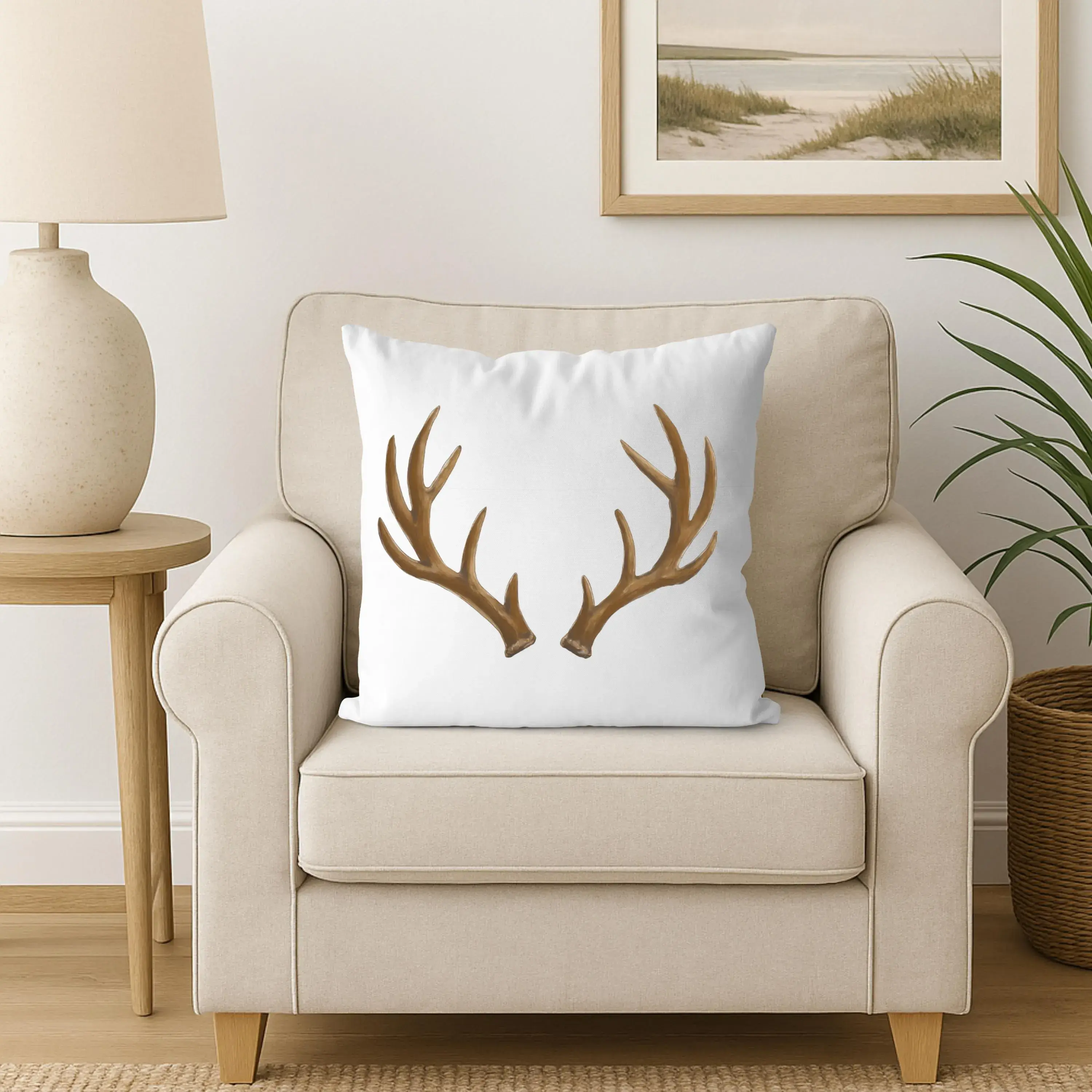 Rustic Antler Pillow