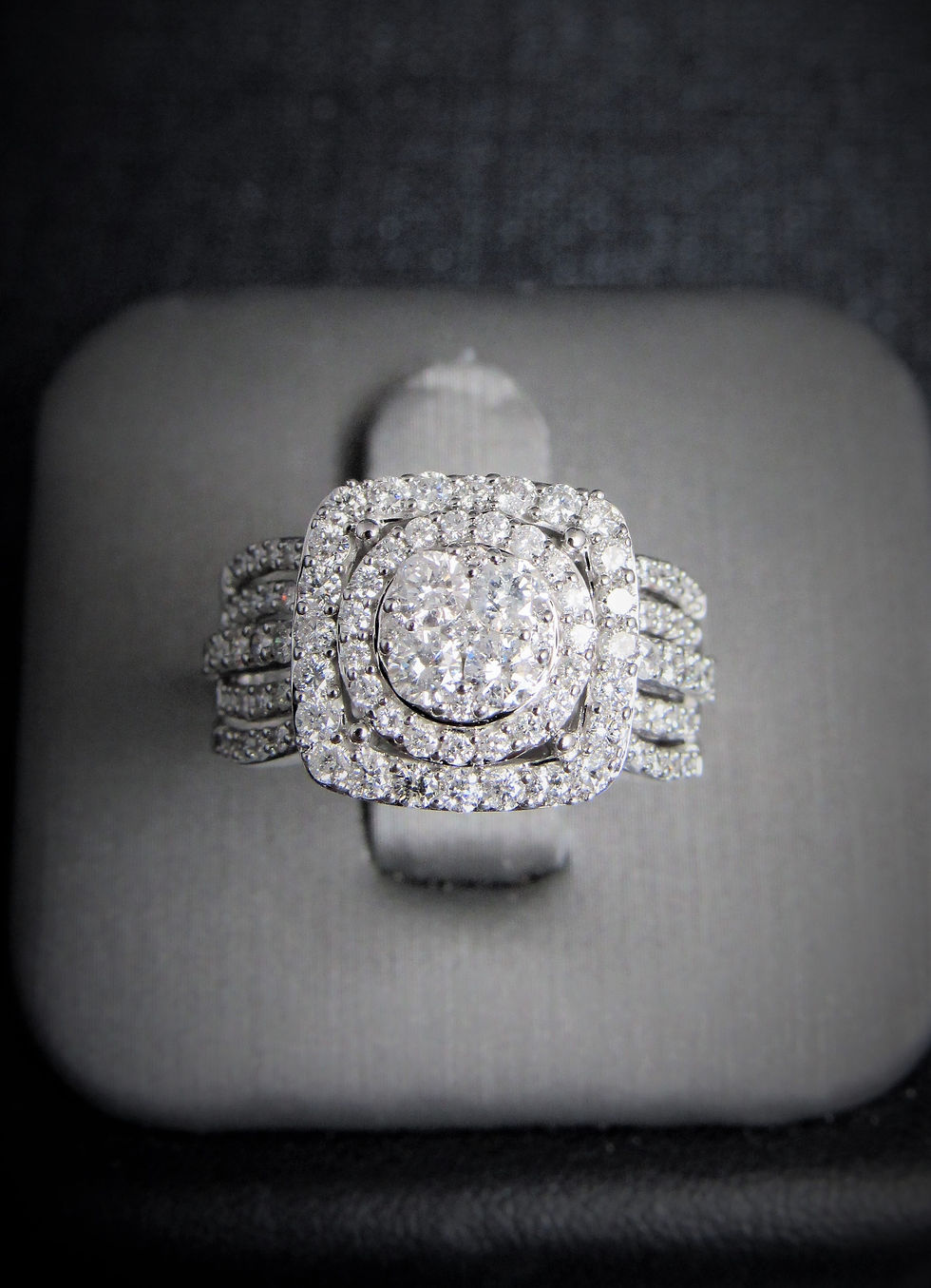 Thumbnail: 14KT White Gold Diamond Cluster Halo-Style Engagement Ring