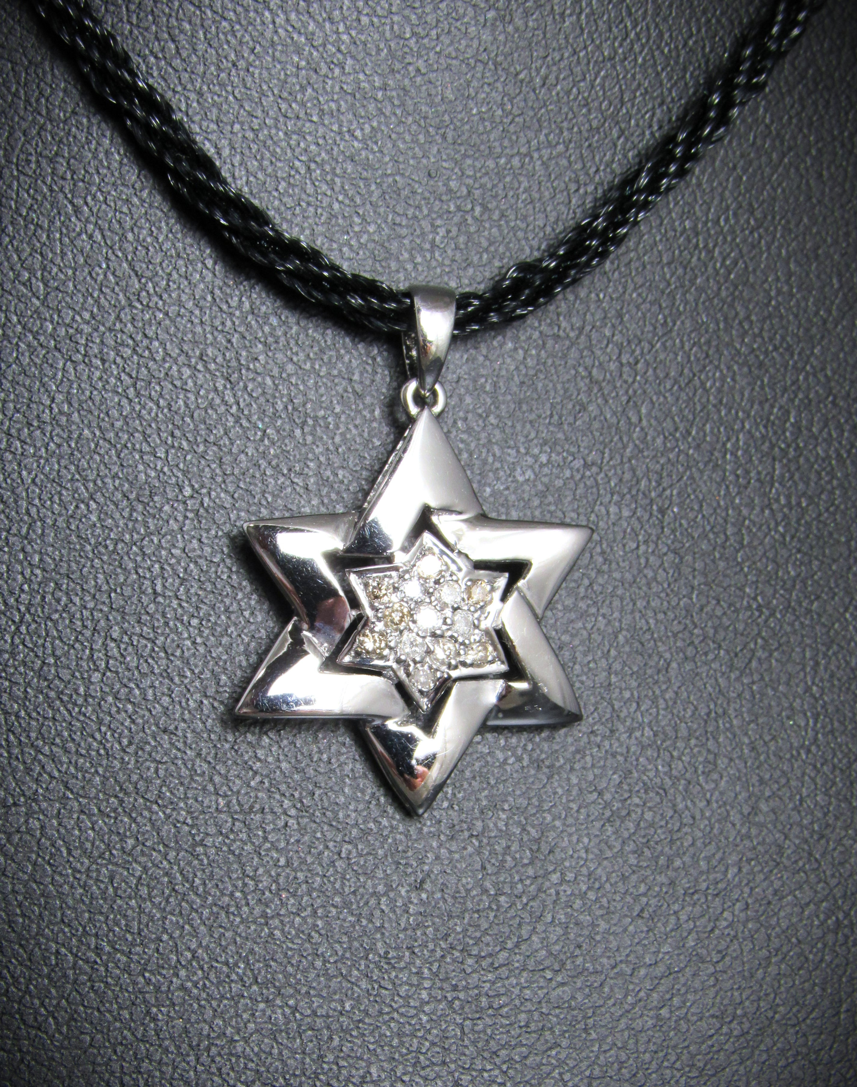 14KT White Gold Diamond Star of David