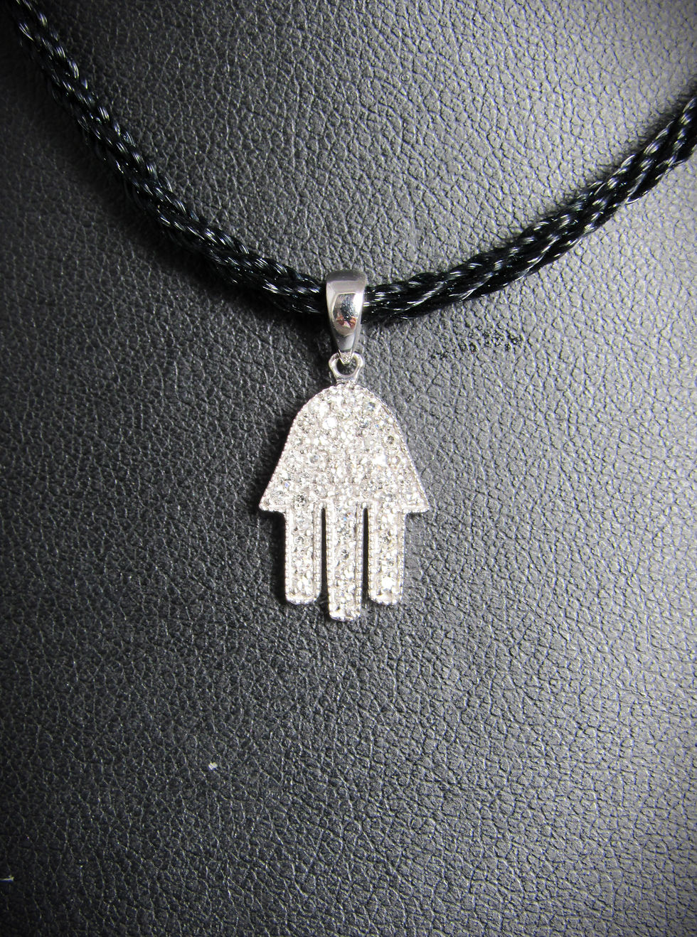 Thumbnail: 14KT White Gold Diamond Pave-Style Hamsa Pendant/Charm