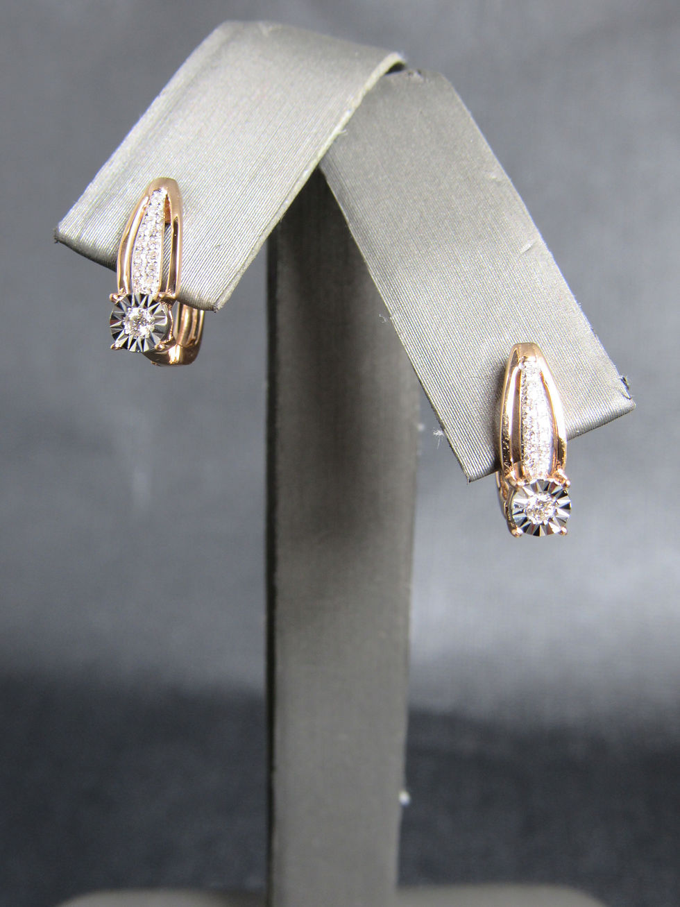 Thumbnail: 14KT Rose And White Gold Diamond Small Earrings