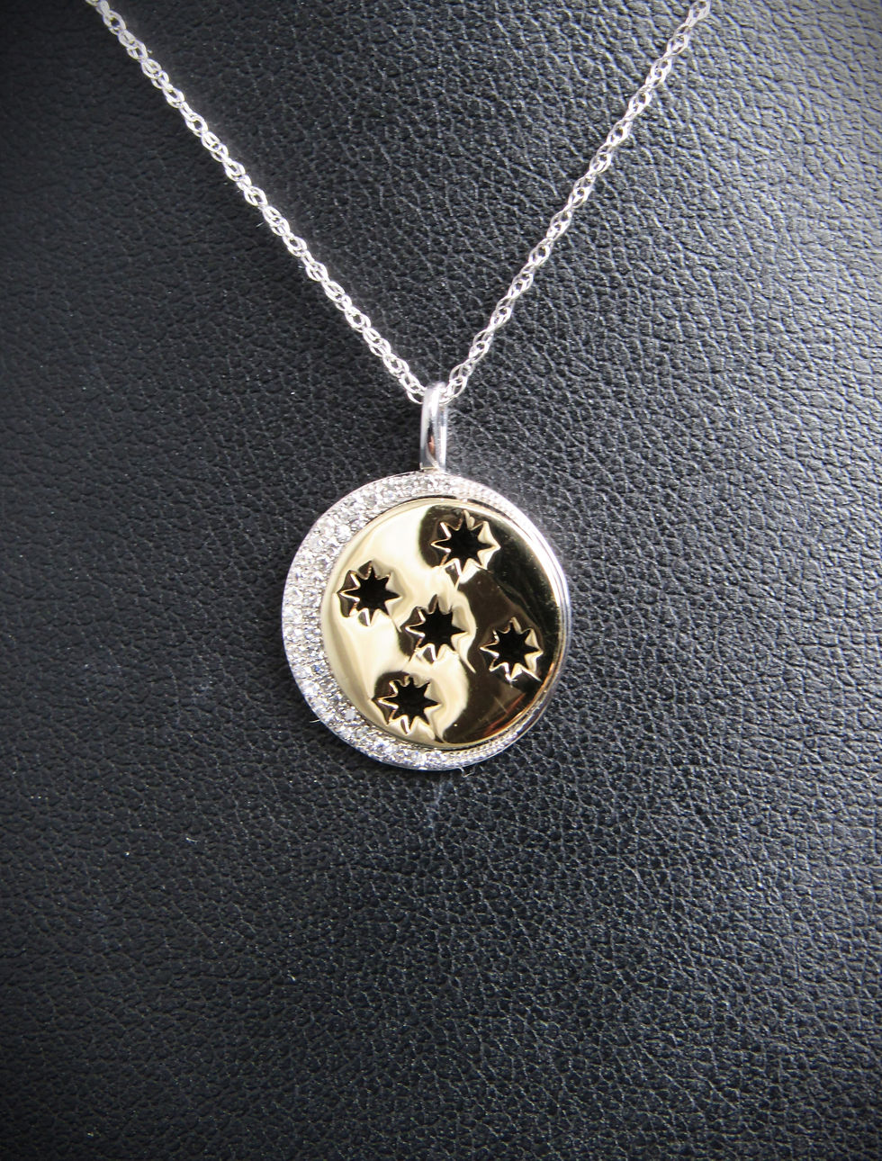 Thumbnail: 14KT White And Yellow Gold Diamond Moon And Stars Pendant