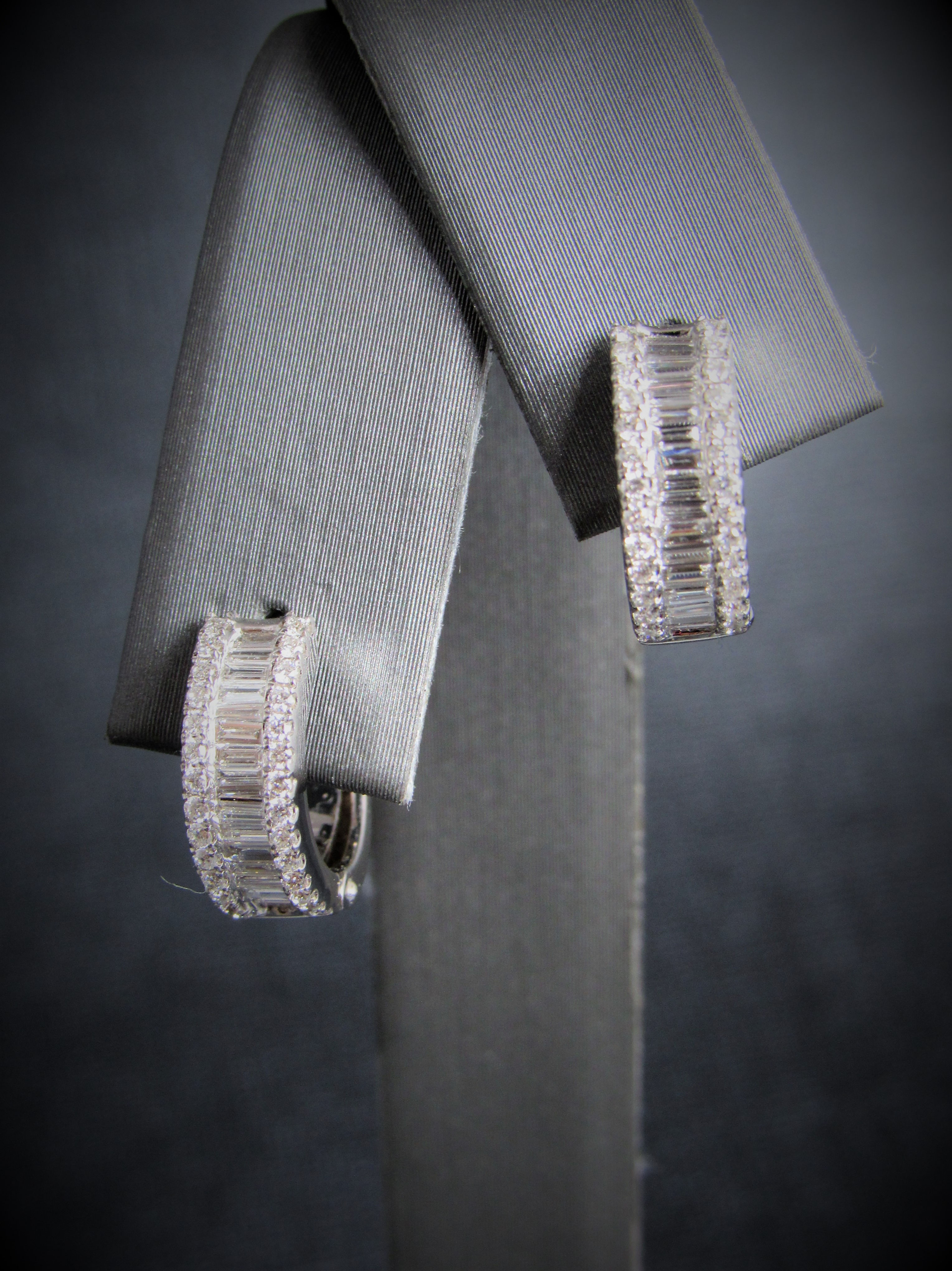 18KT White Gold Diamond Little Hoop Earrings