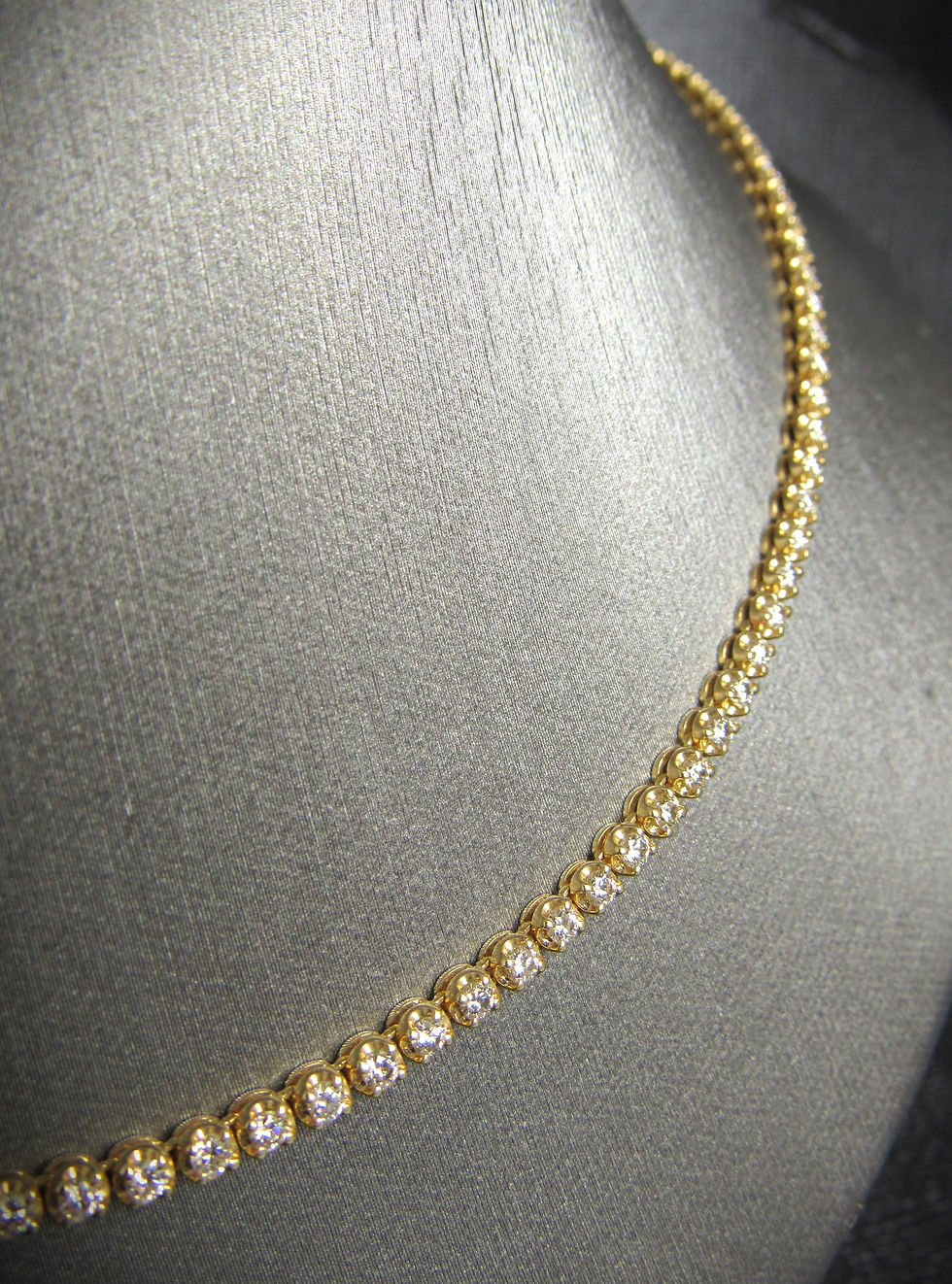 Thumbnail: 14KT Yellow Gold Diamond Tennis Necklace