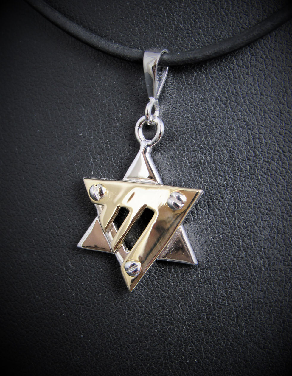 Thumbnail: 14KT White And Yellow Gold Star Of David Pendant