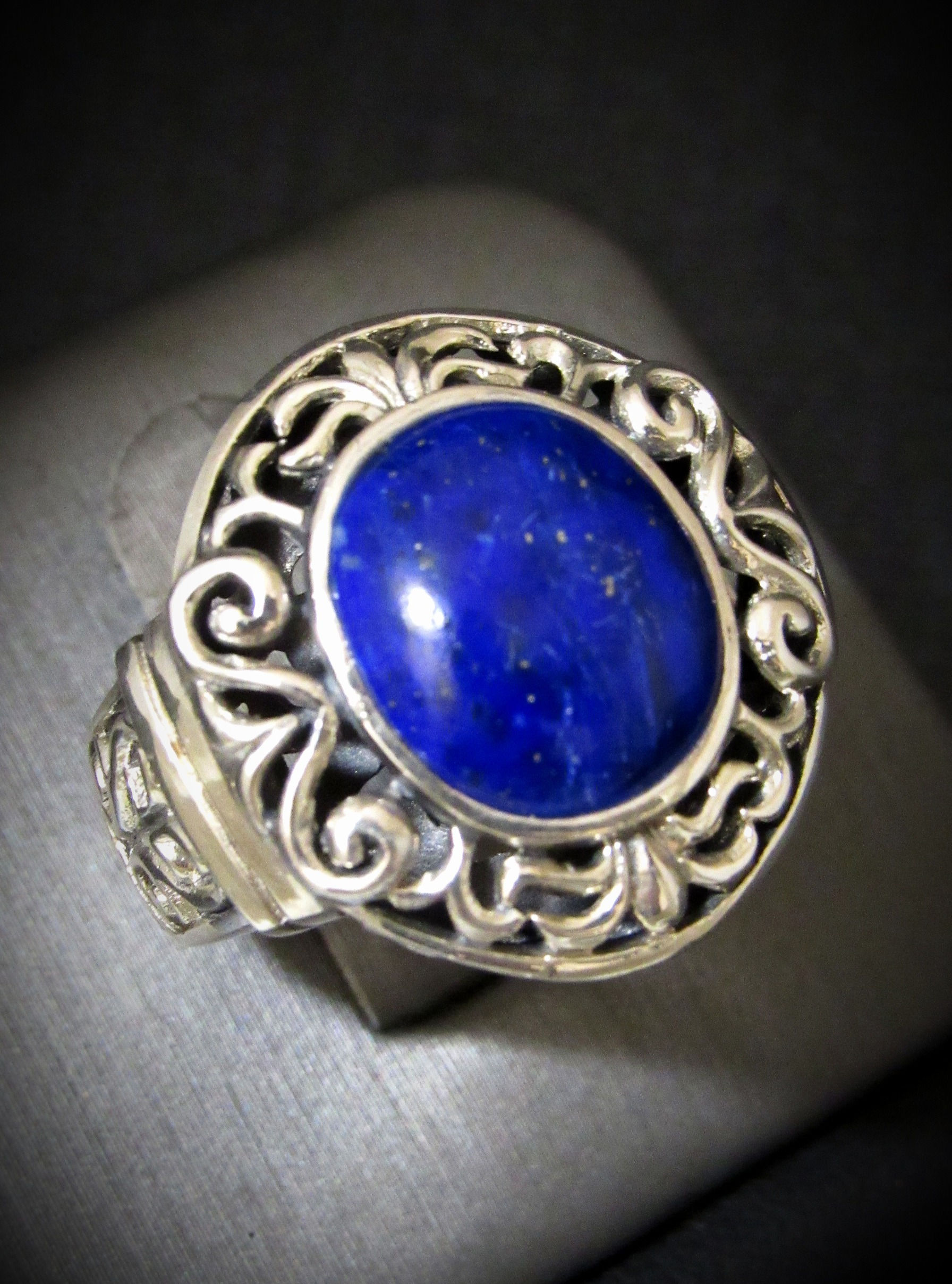 Oval Shape Blue Lapis Sterling Silver Ring