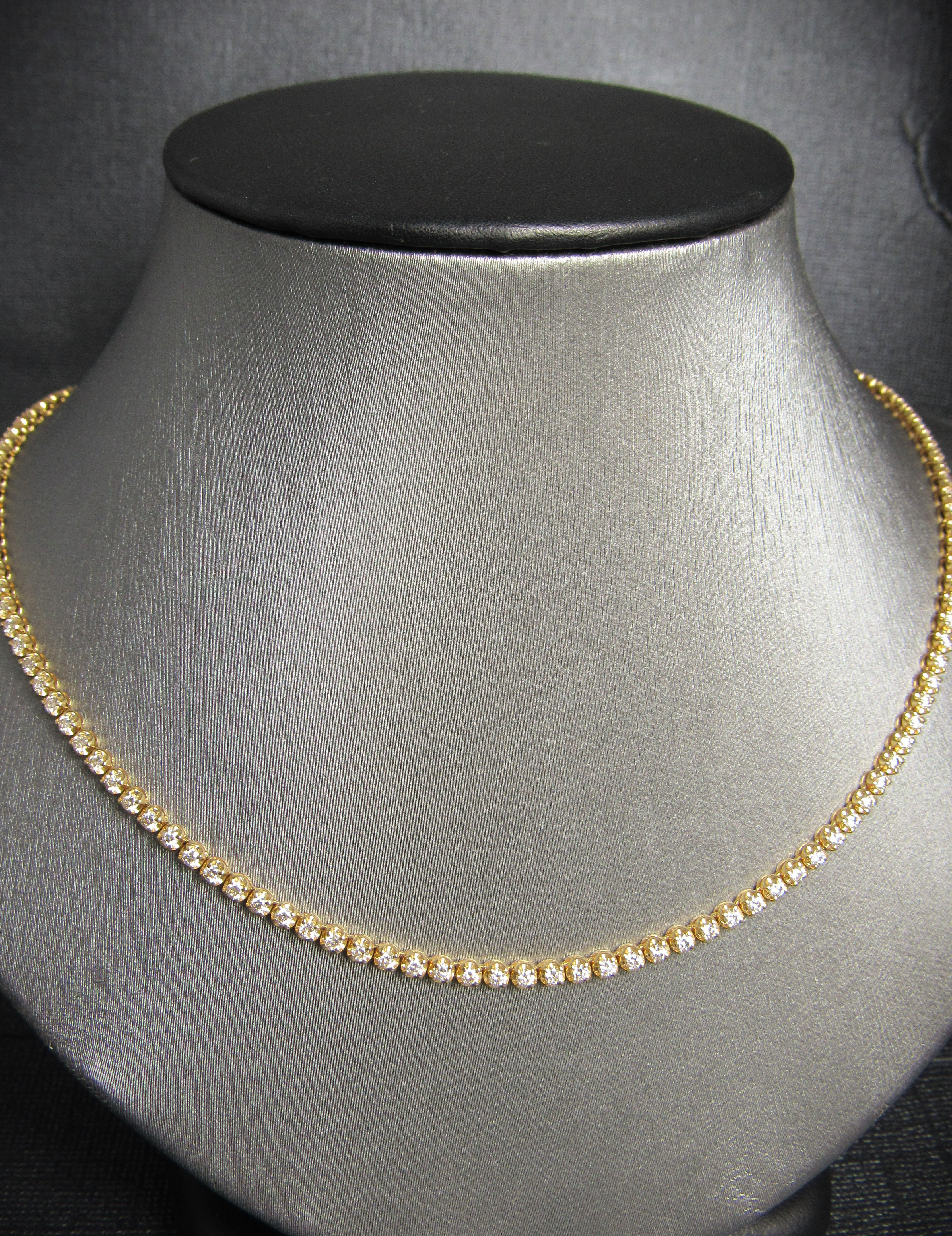 14KT Yellow Gold Diamond Tennis Necklace
