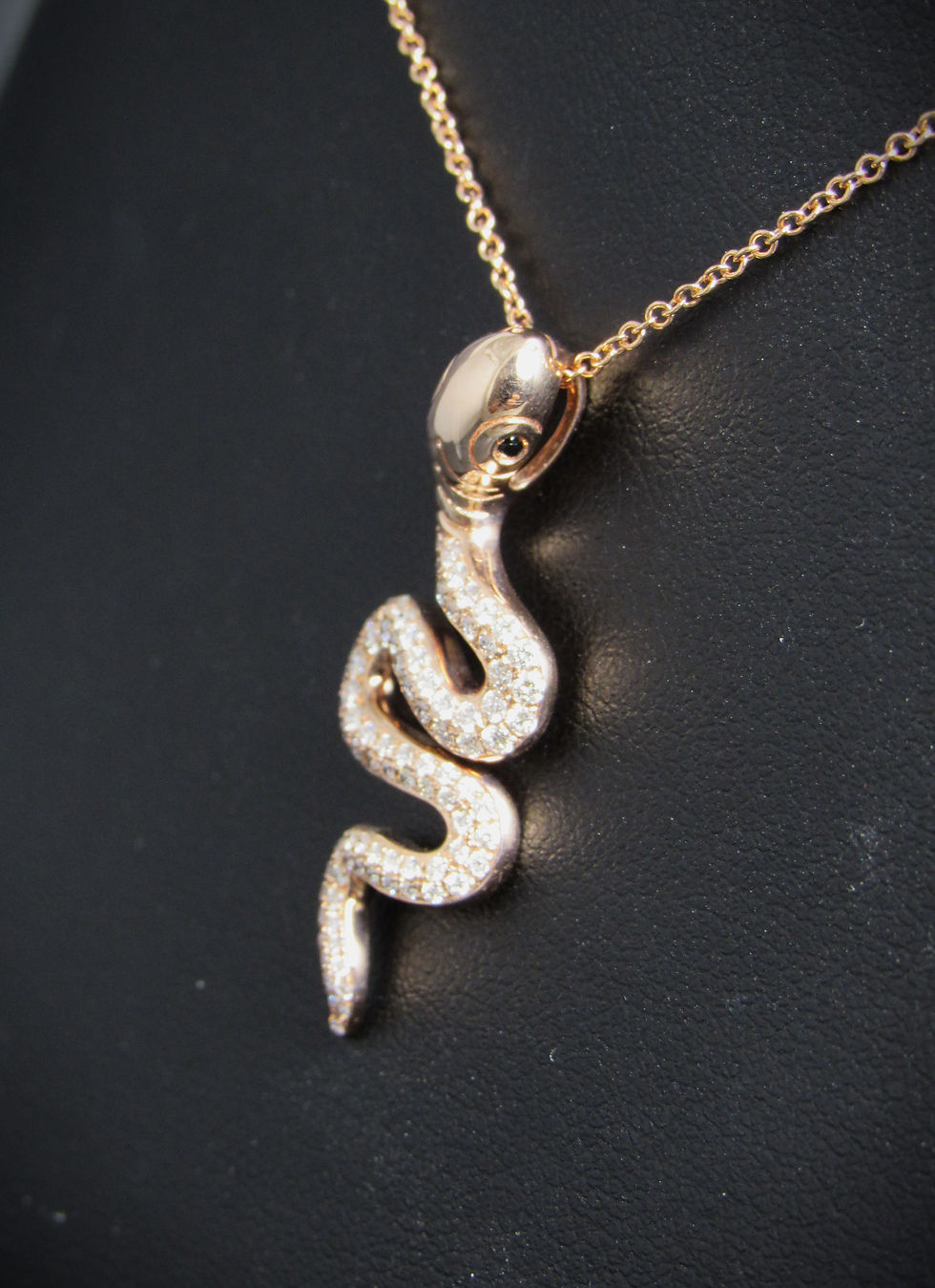 Thumbnail: 14KT Rose Gold Diamond Pave-Style Snake Pendant