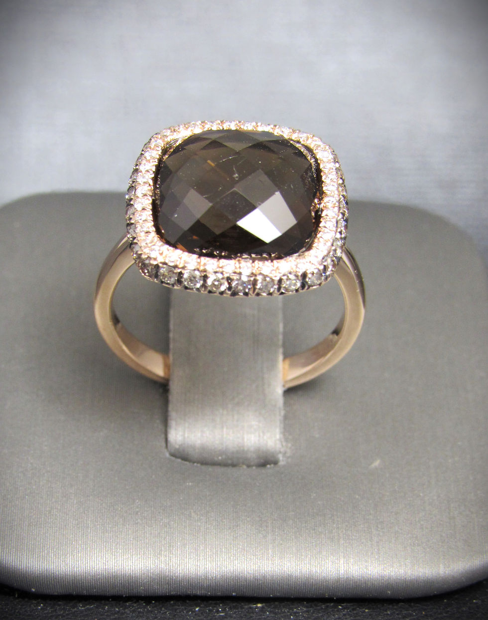 Thumbnail: 14KT Rose Gold Diamond And Smoky Topaz Ring