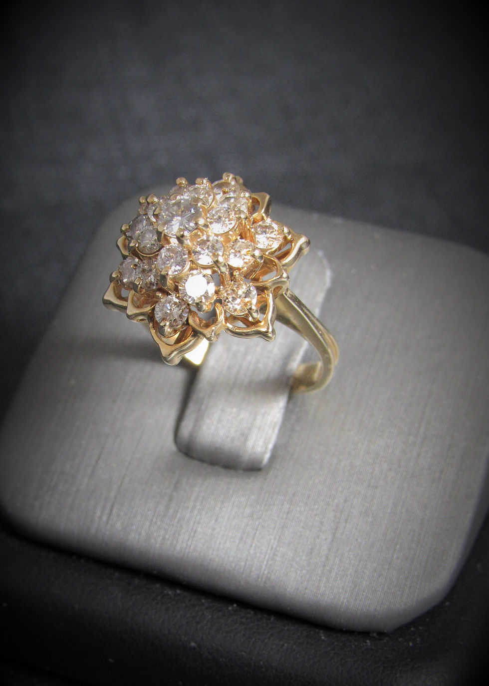 Thumbnail: 14KT Yellow Gold Diamond Cluster Ring