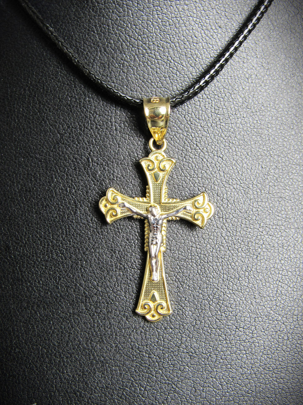 Thumbnail: 14KT Yellow Gold And White Gold Cross Pendant