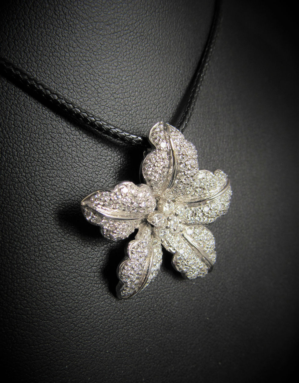 Thumbnail: 18KT White Gold Diamond Pave Style Flower Pendant