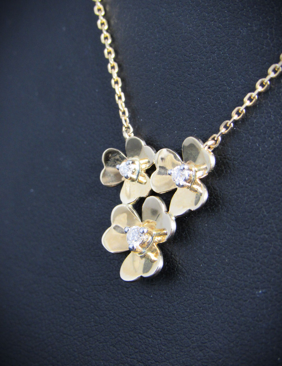 Thumbnail: 14KT Yellow Gold Diamond Flowers Necklace