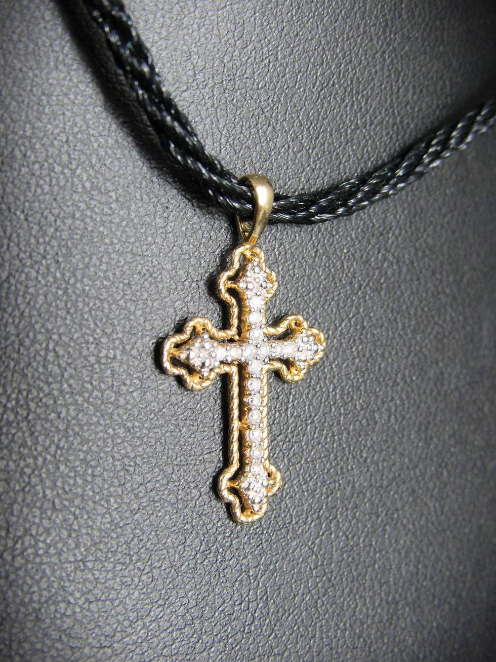 Thumbnail: 14KT Yellow And White Gold Diamond Cross Pendant