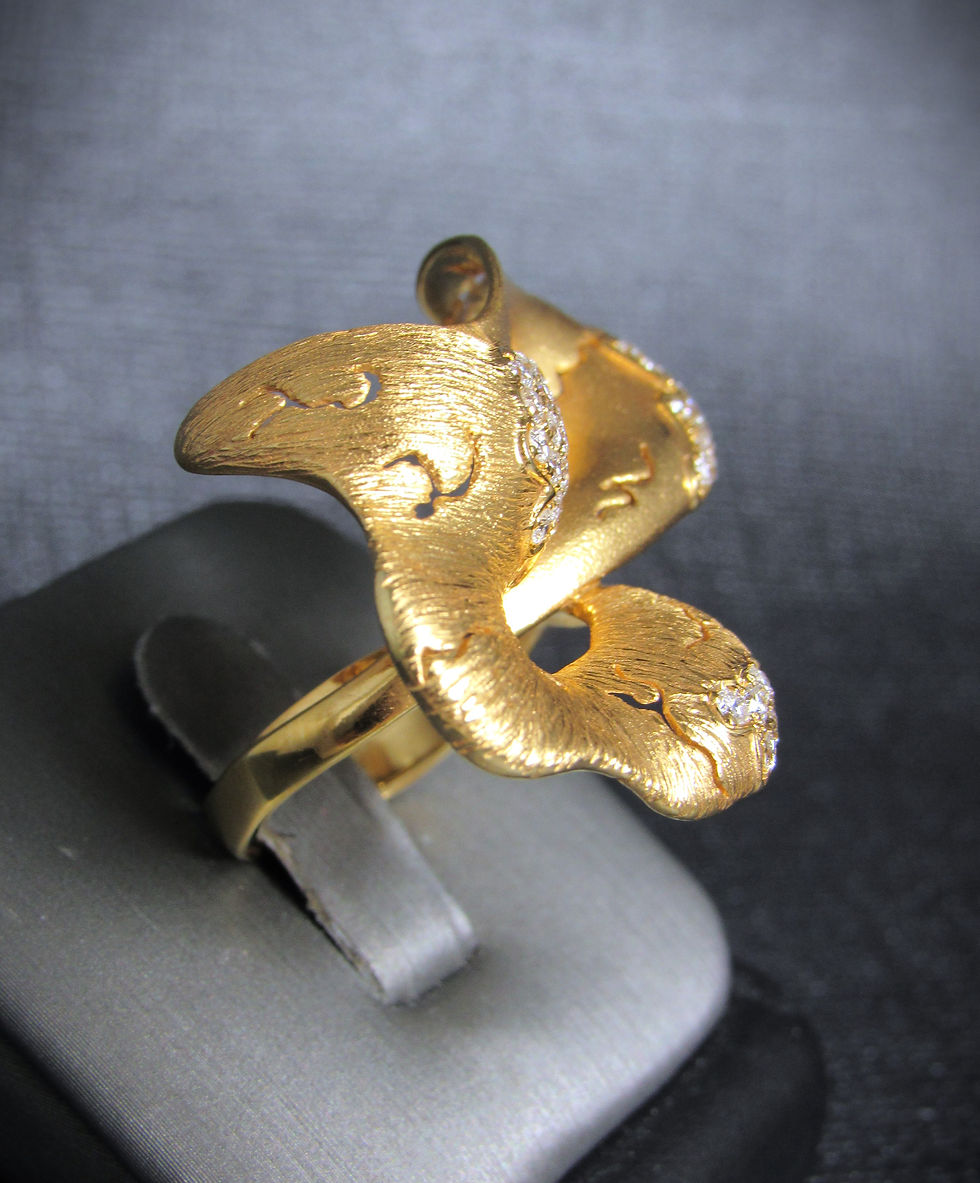 Thumbnail: 18KT Yellow Gold Satin Finish Diamond Fancy Ring
