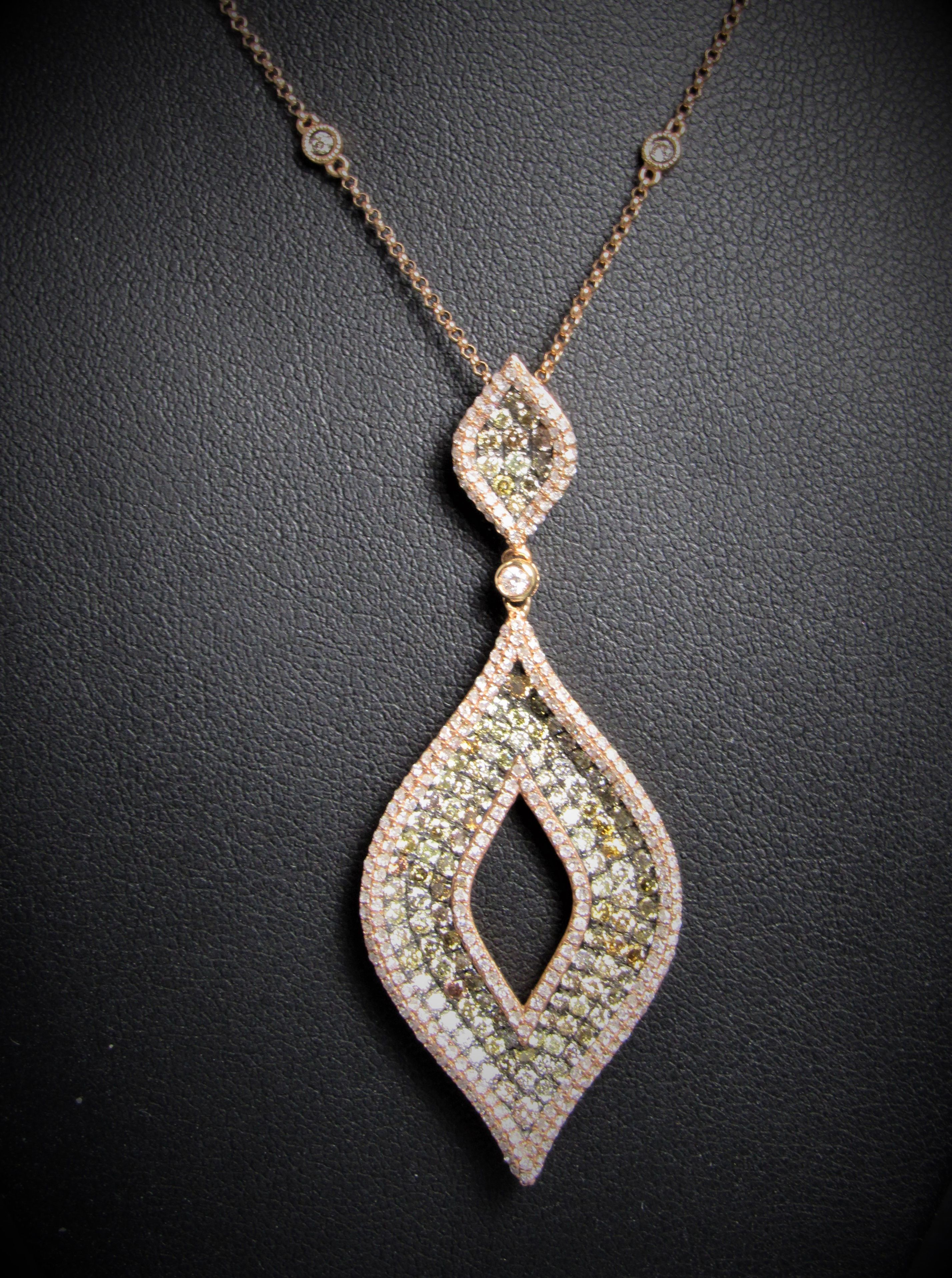 18KT Rose Gold Champagne Diamond Pave Style Pendant