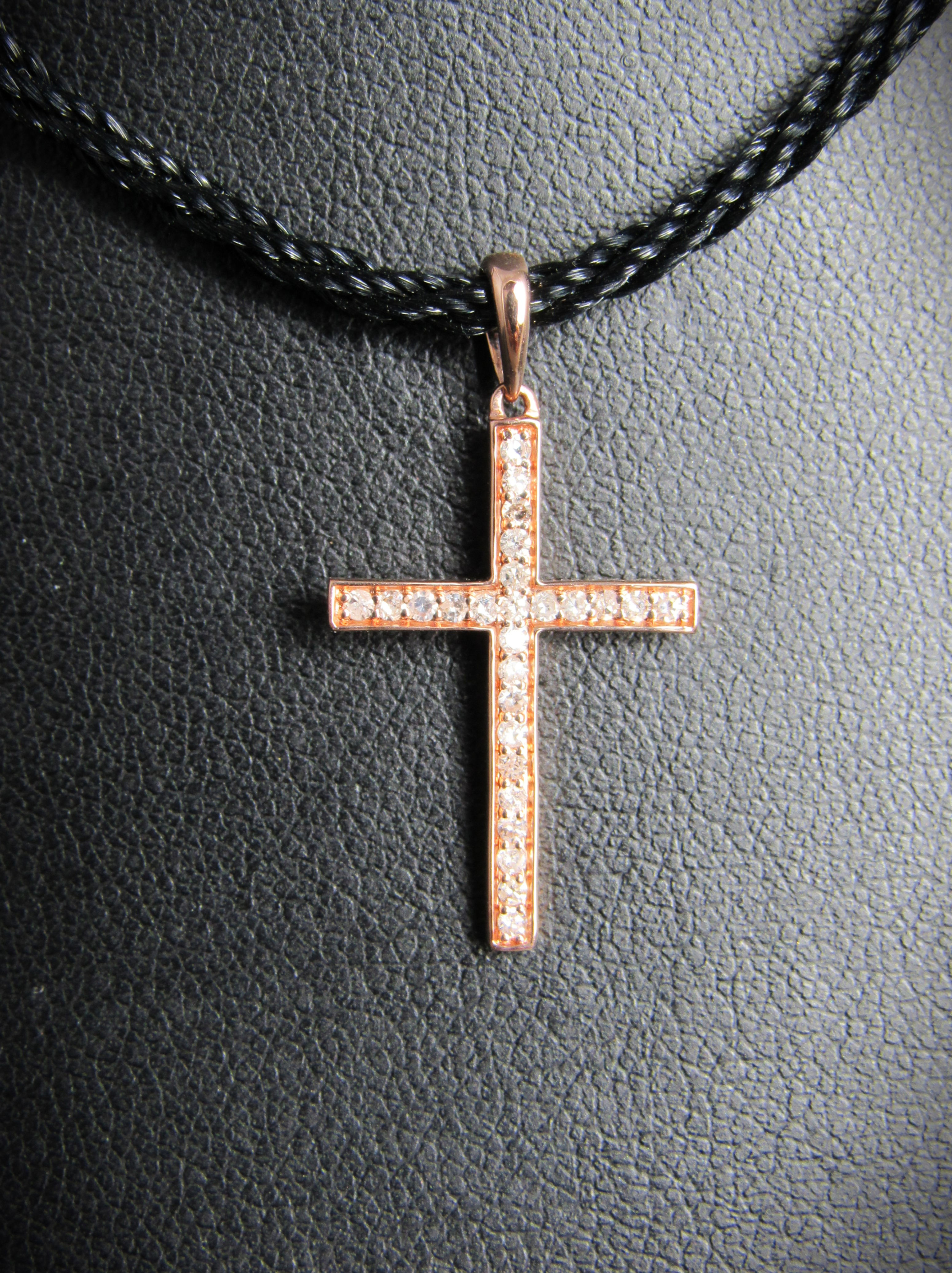 14KT Rose Gold Diamond Cross Pendant