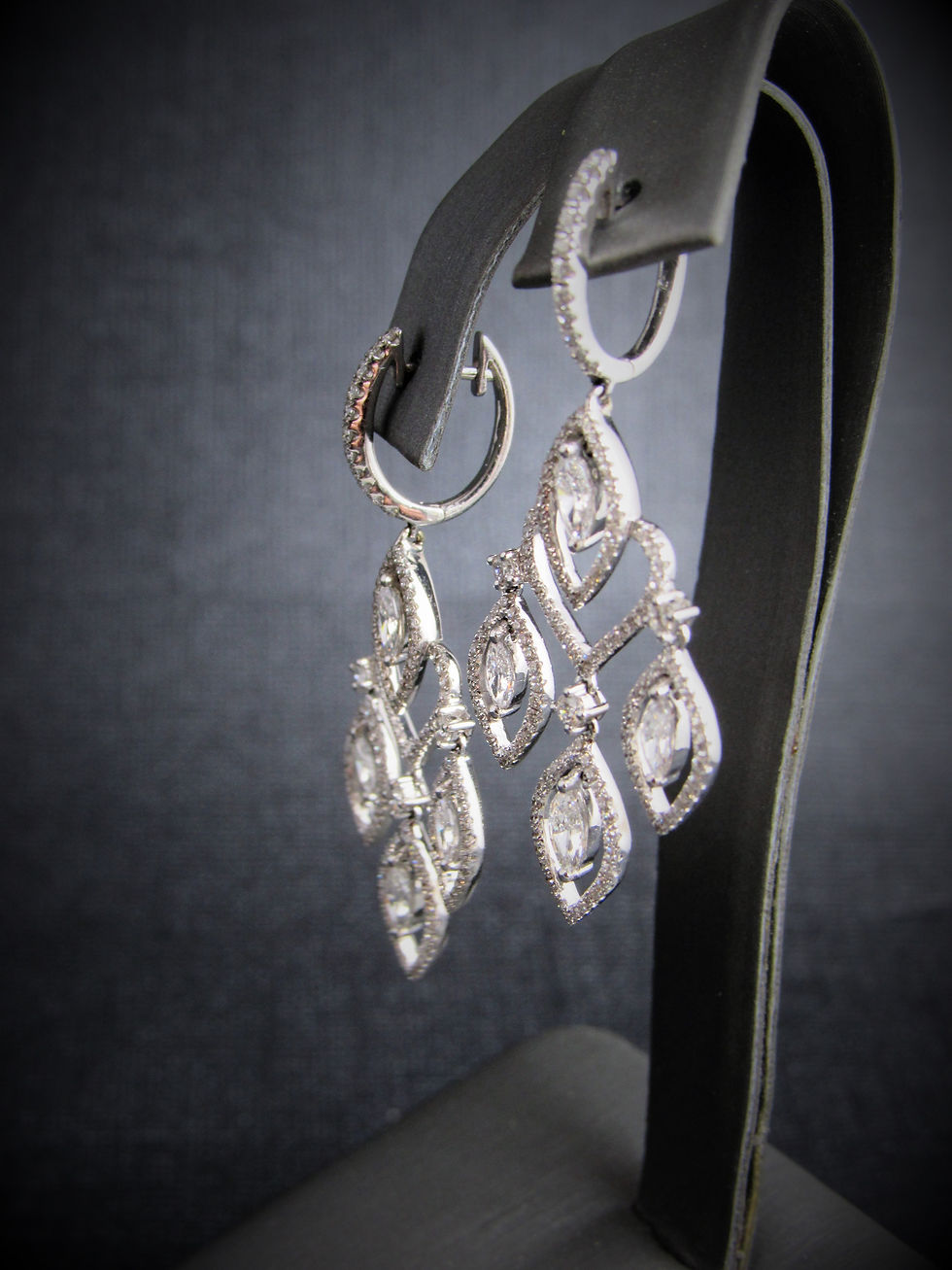 Thumbnail: 18KT White Gold Diamond Dangling Earrings