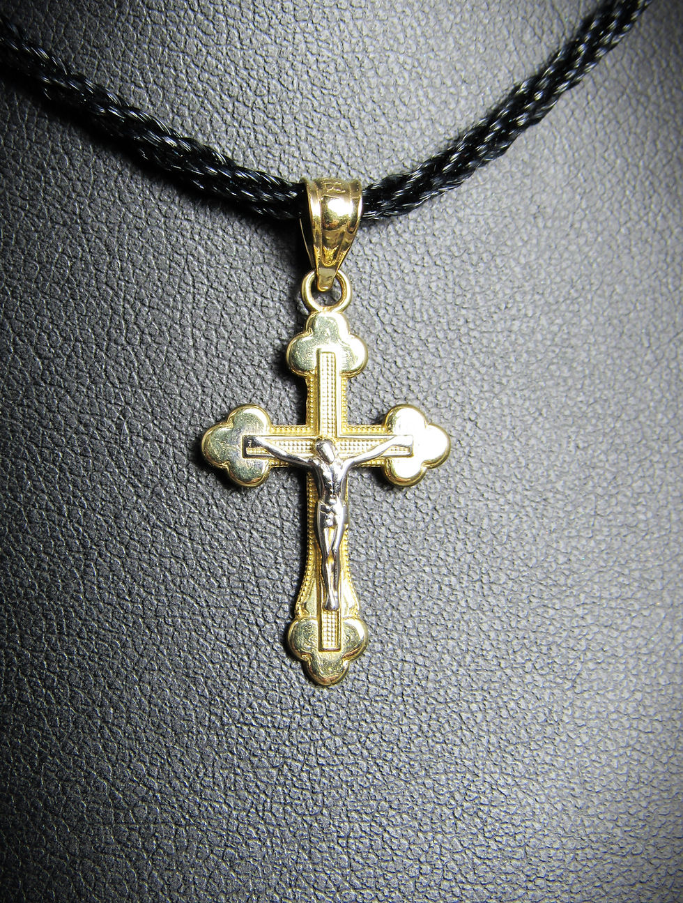 Thumbnail: 14KT Yellow Gold And White Gold Cross Pendant