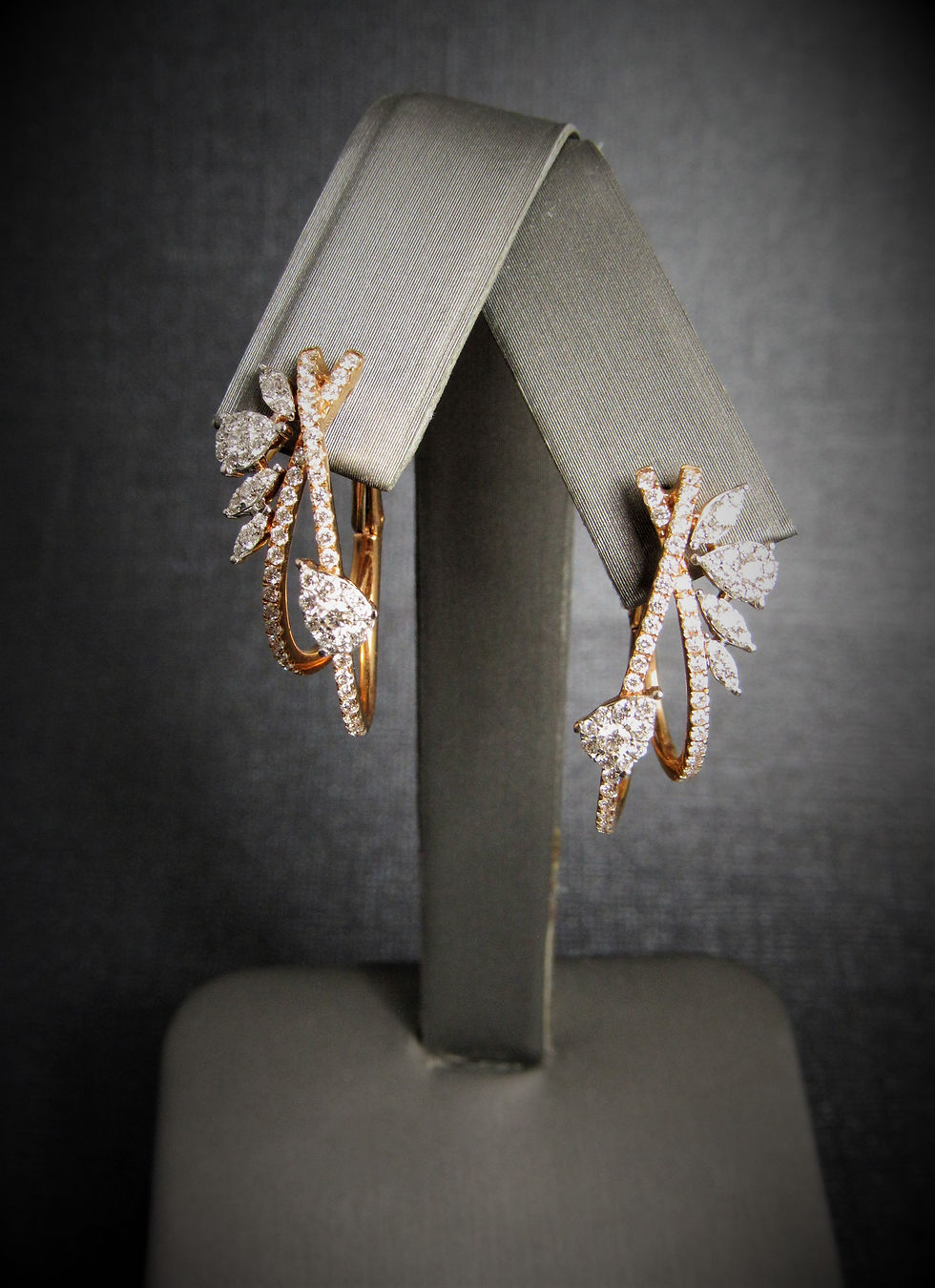 Thumbnail: 14KT Rose Gold And White Gold Diamond Earrings