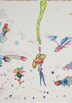 Dam Dam. A painting by Cavaliere Blu alias Adrian Peter