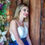 Thumbnail: Ivory and navy dress with lace