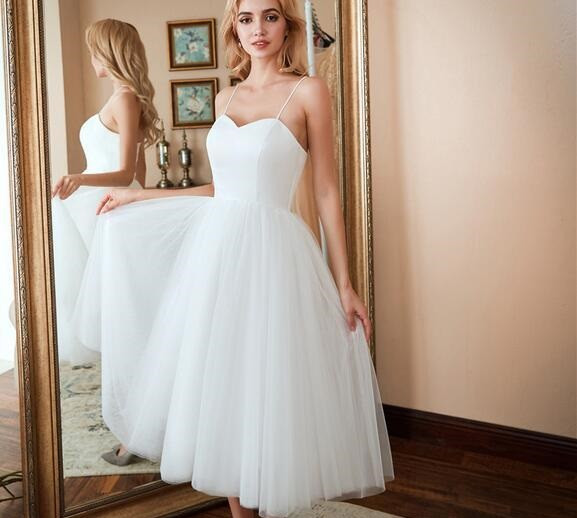 Tea length dress with tulle
