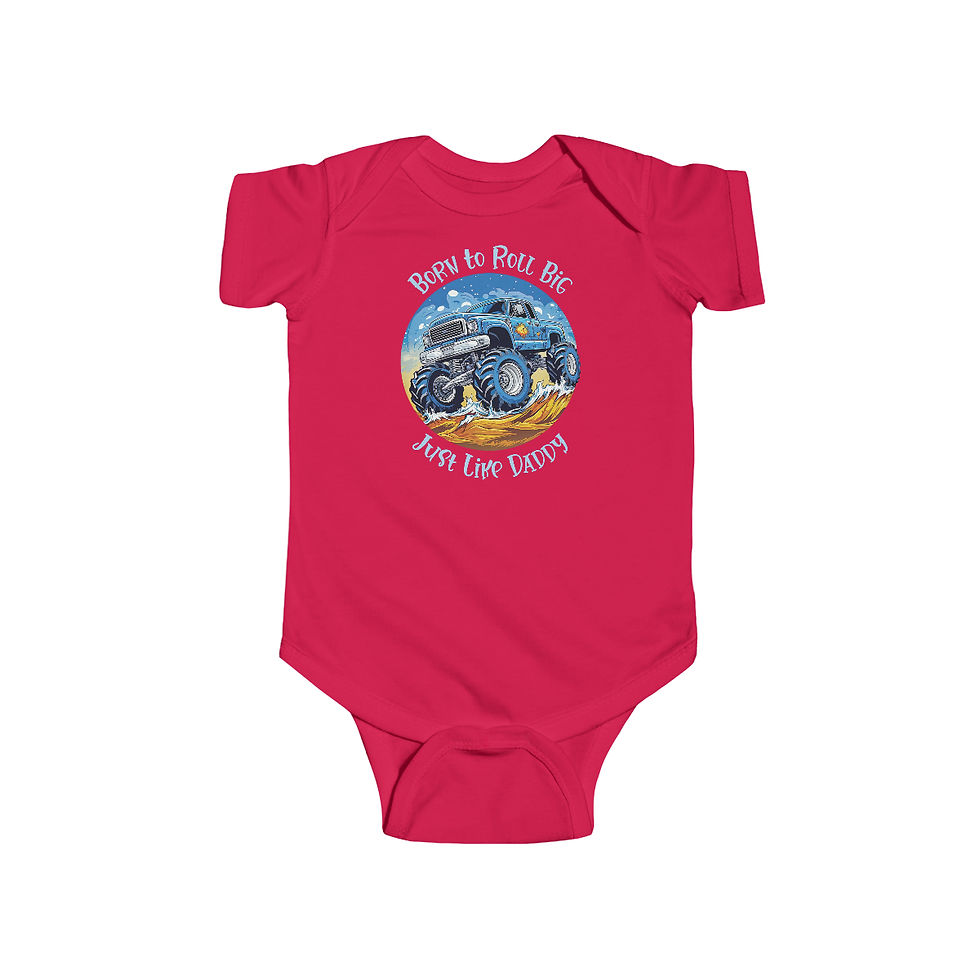 Thumbnail: Infant Boy's Fine Jersey Bodysuit - Born To Roll Big, Just Like Daddy