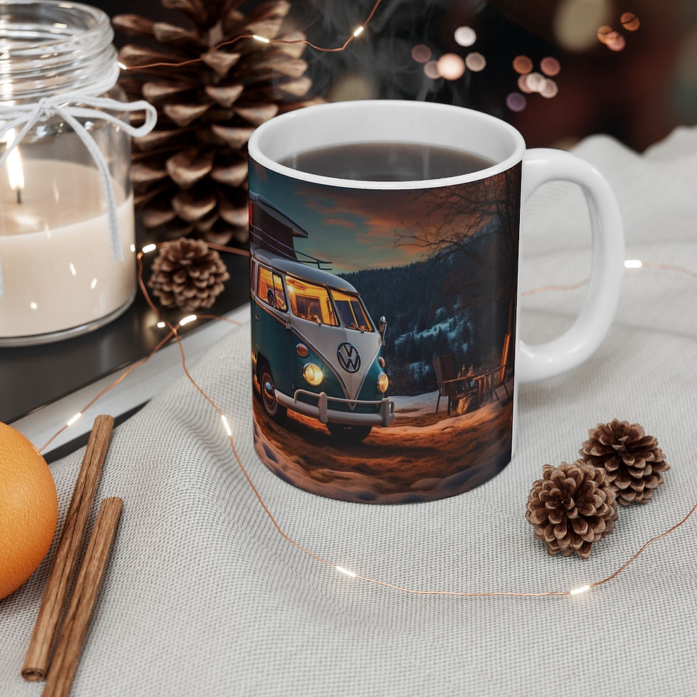 Thumbnail: 11oz White Mug - Camping In Winter