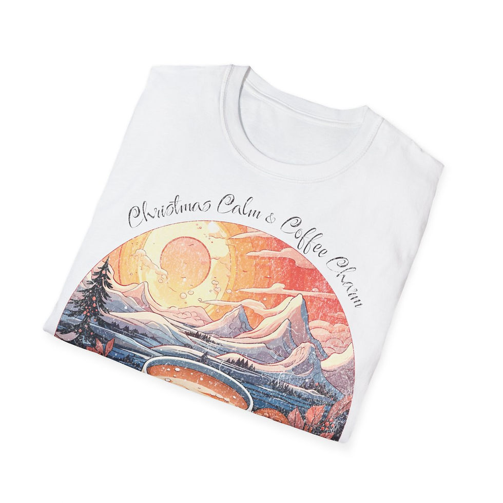 Thumbnail: Unisex Softstyle T-Shirt - Christmas Calm & Coffee Charm