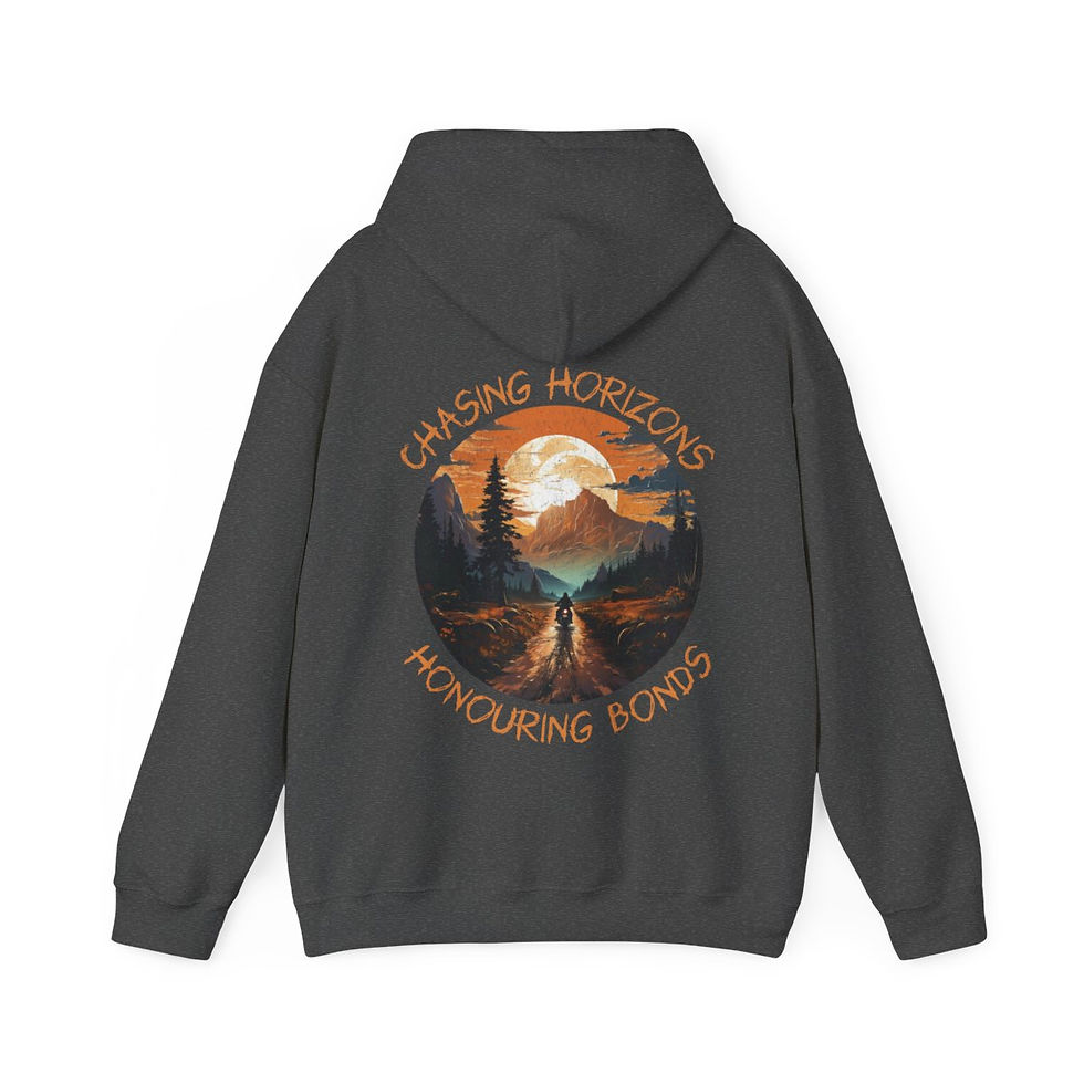 Thumbnail: Unisex Heavy Blend™ Hooded Sweatshirt - Chasing Horizons, Honouring Bonds