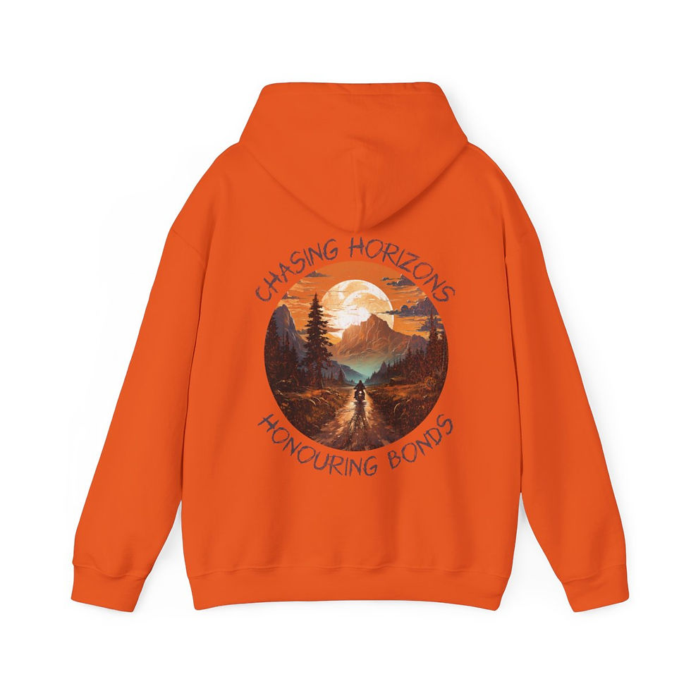 Thumbnail: Unisex Heavy Blend™ Hooded Sweatshirt - Chasing Horizons, Honouring Bonds