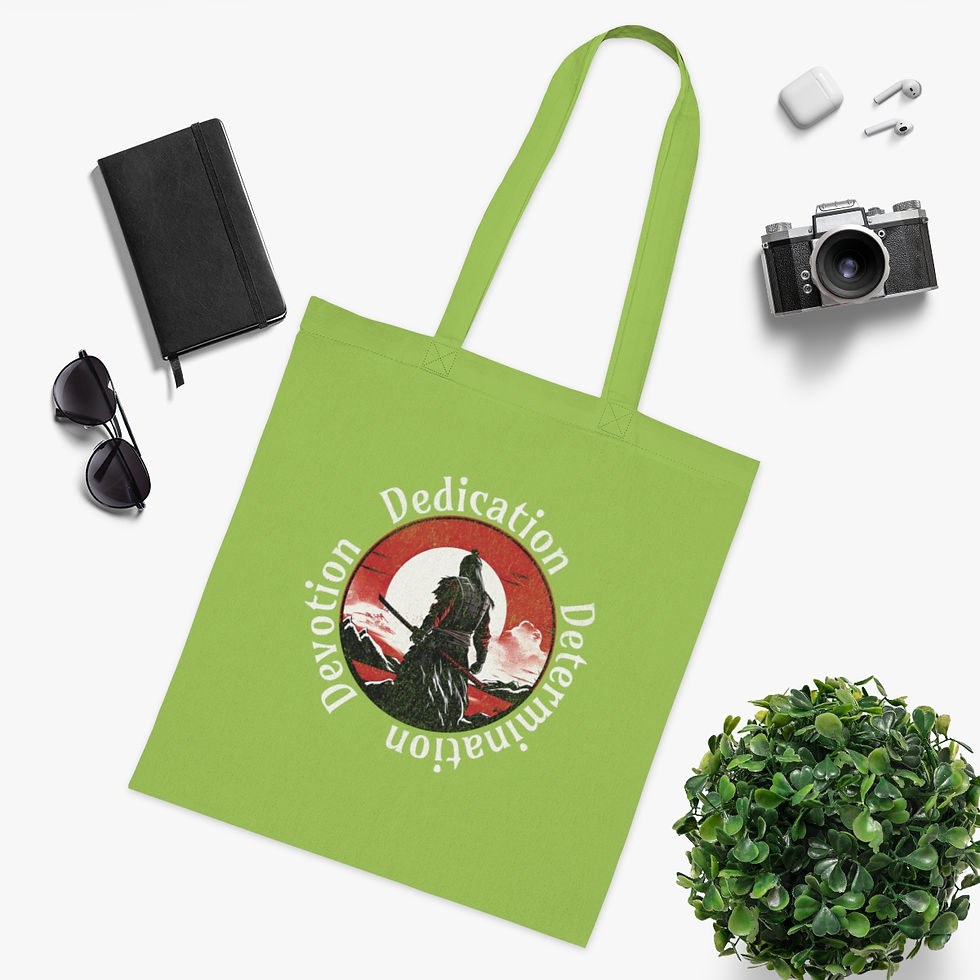 Thumbnail: Cotton Tote - Dedication. Determination. Devotion.