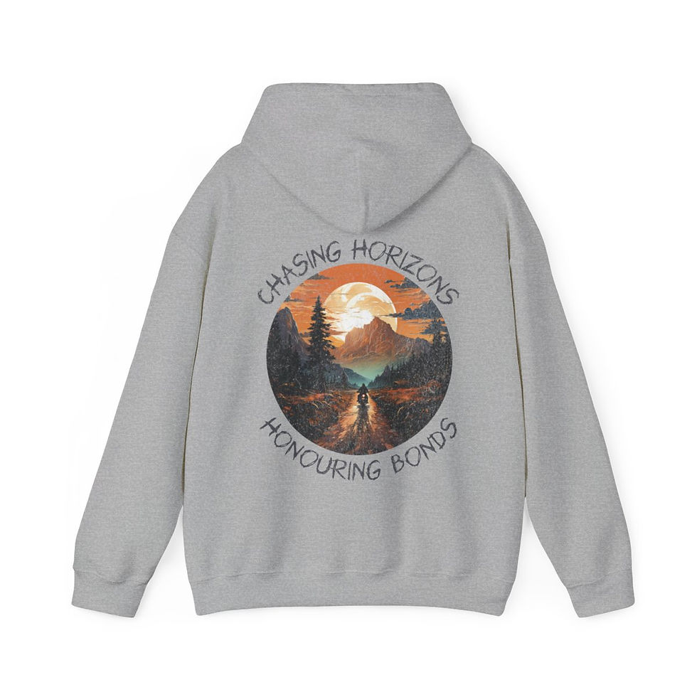 Thumbnail: Unisex Heavy Blend™ Hooded Sweatshirt - Chasing Horizons, Honouring Bonds