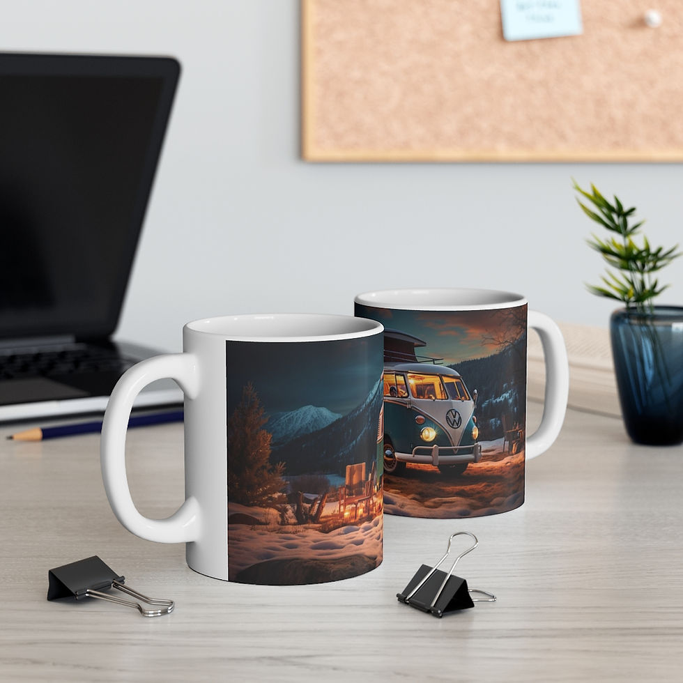 Thumbnail: 11oz White Mug - Camping In Winter